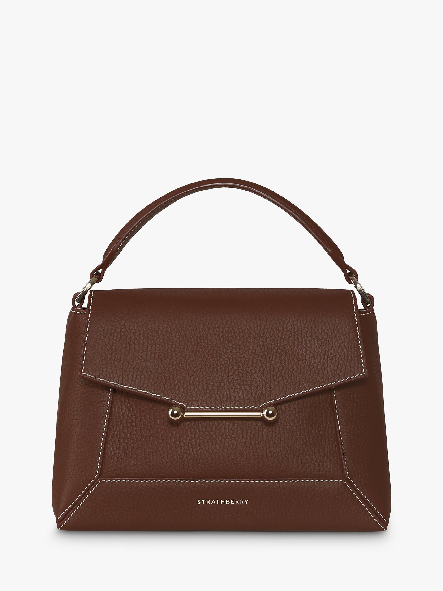 Strathberry Mosaic Leather Cross Body Bag, Chocolate