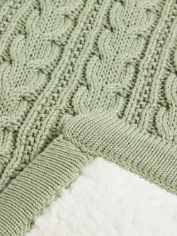 John Lewis Cable Knit Sherpa Fleece Baby Blanket - view 2, Pistachio