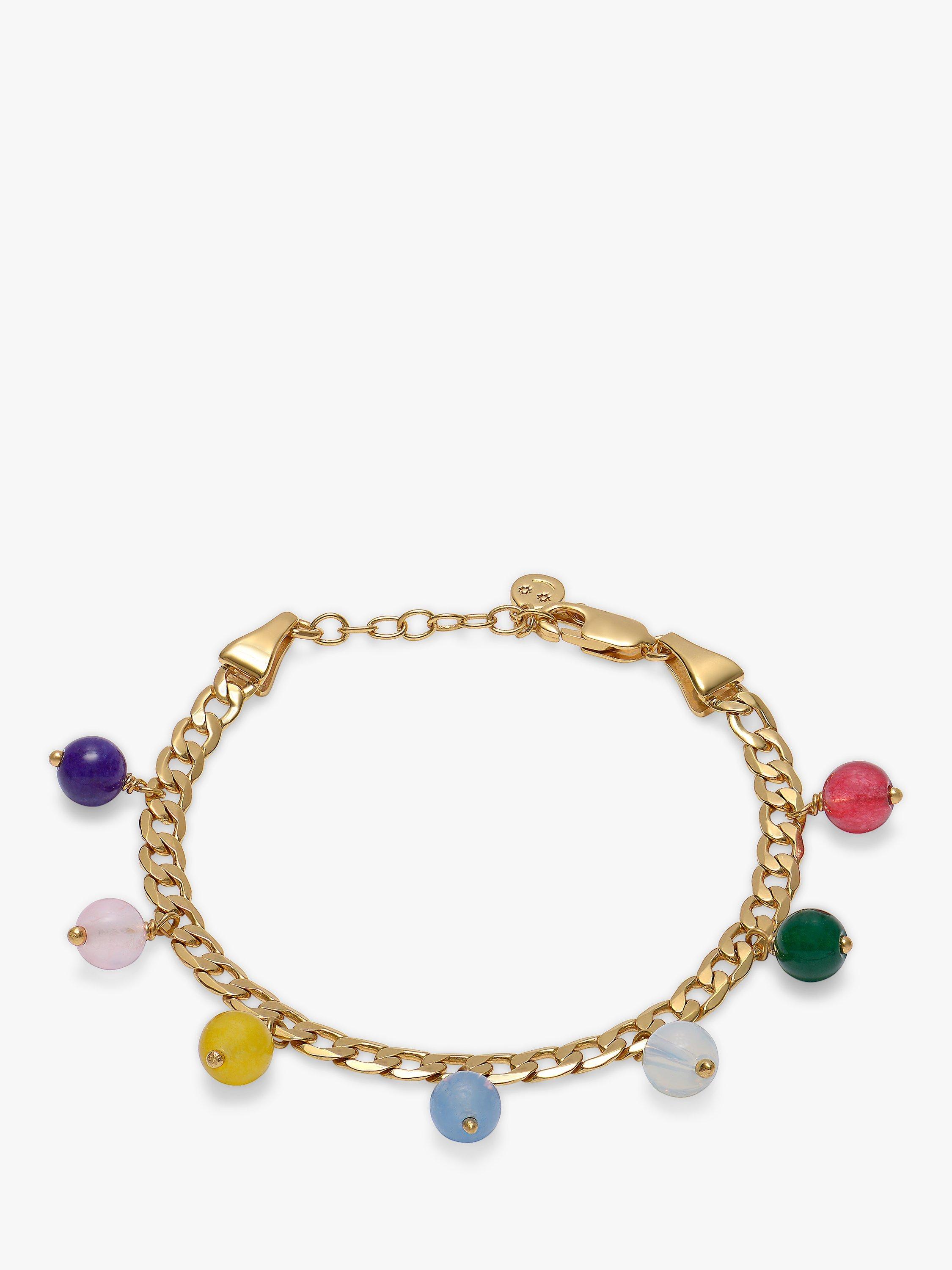 Rachel Jackson London 22ct Gold Plated Bon Bon Chain Bracelet, Gold/Rainbow