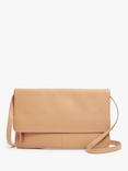 John Lewis Leather Mistry Large Clutch Bag, Camel