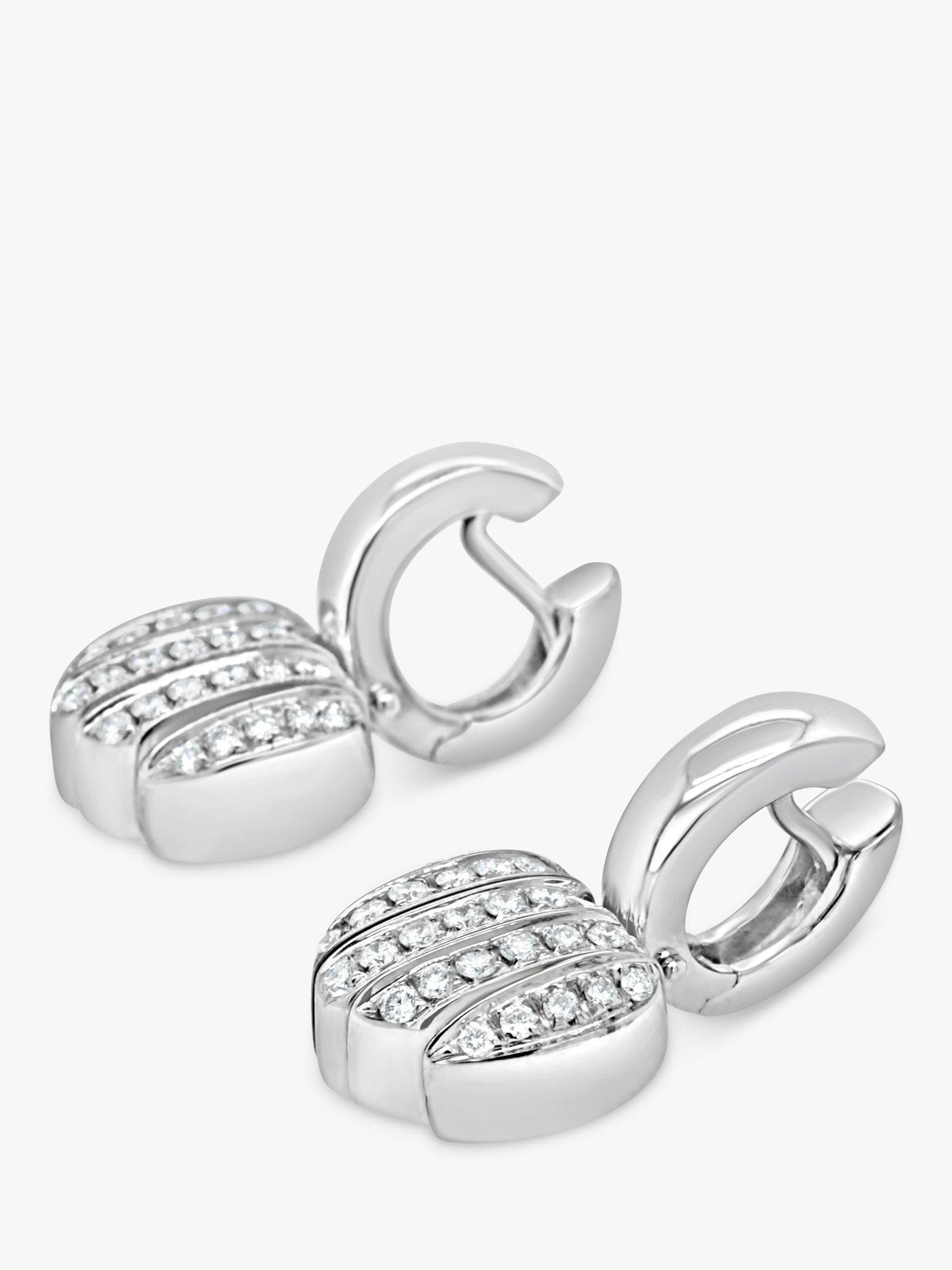 Product image 2 of 3, which shows Milton & Humble Jewellery Pre-Loved 18ct White Gold Diamond Heart Drop Earrings