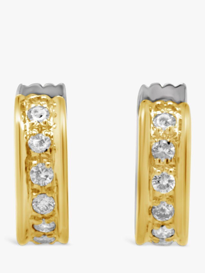 Product image 3 of 4, which shows Milton & Humble Jewellery Pre-Loved 18ct White & Yellow Gold Diamond Hoop Earrings, Gold/Silver