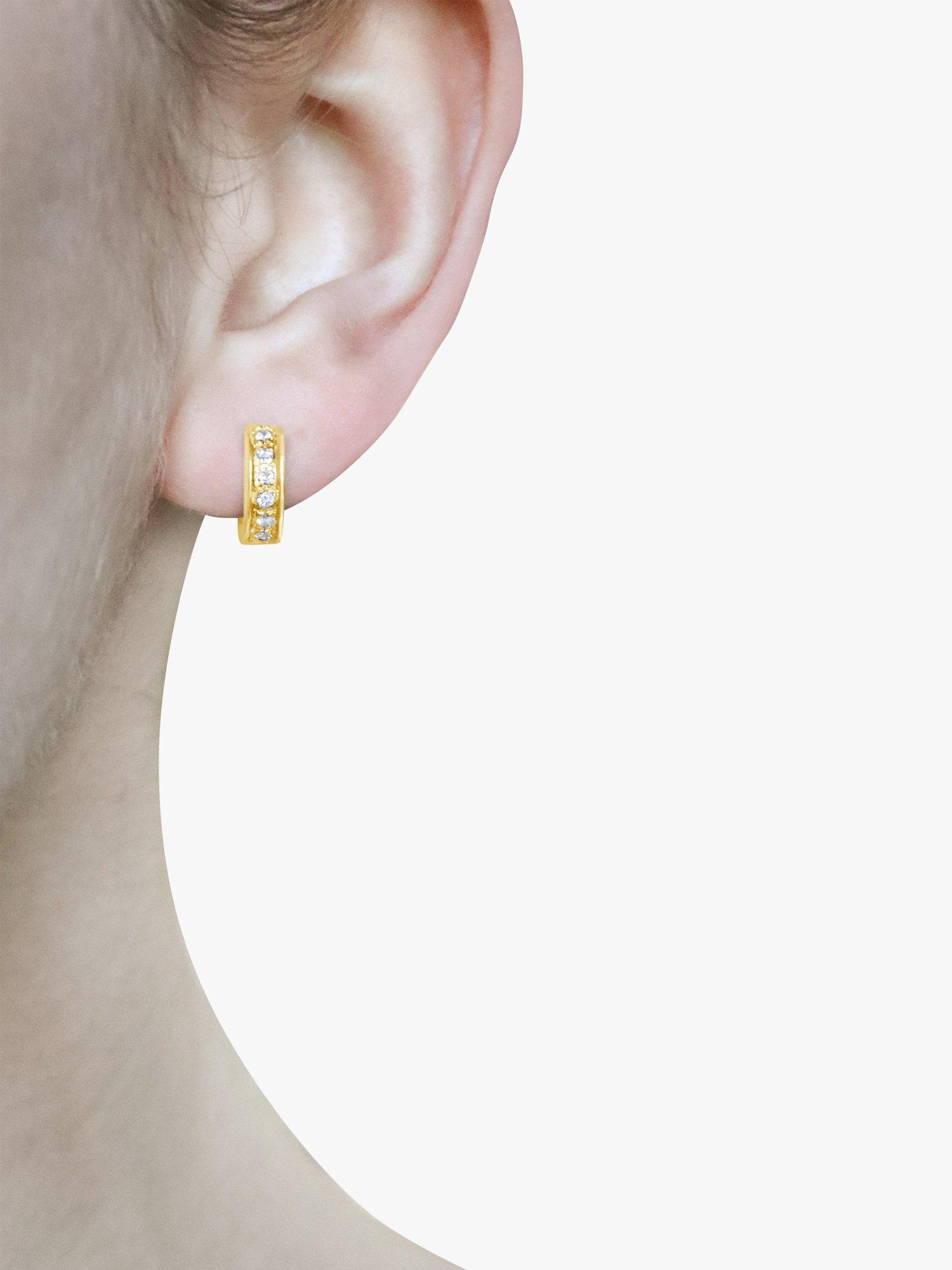 Product image 4 of 4, which shows Milton & Humble Jewellery Pre-Loved 18ct White & Yellow Gold Diamond Hoop Earrings, Gold/Silver