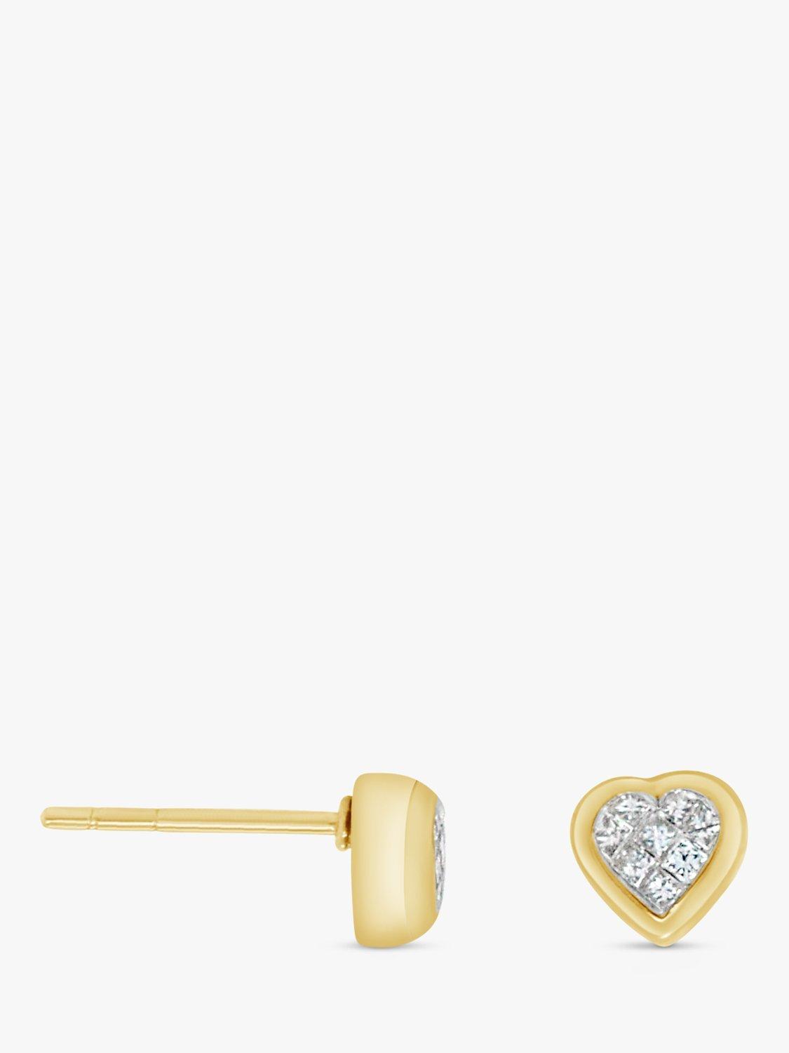 Product image 2 of 4, which shows Milton & Humble Jewellery Pre-Loved 9ct Yellow Gold Diamond Heart Stud Earrings