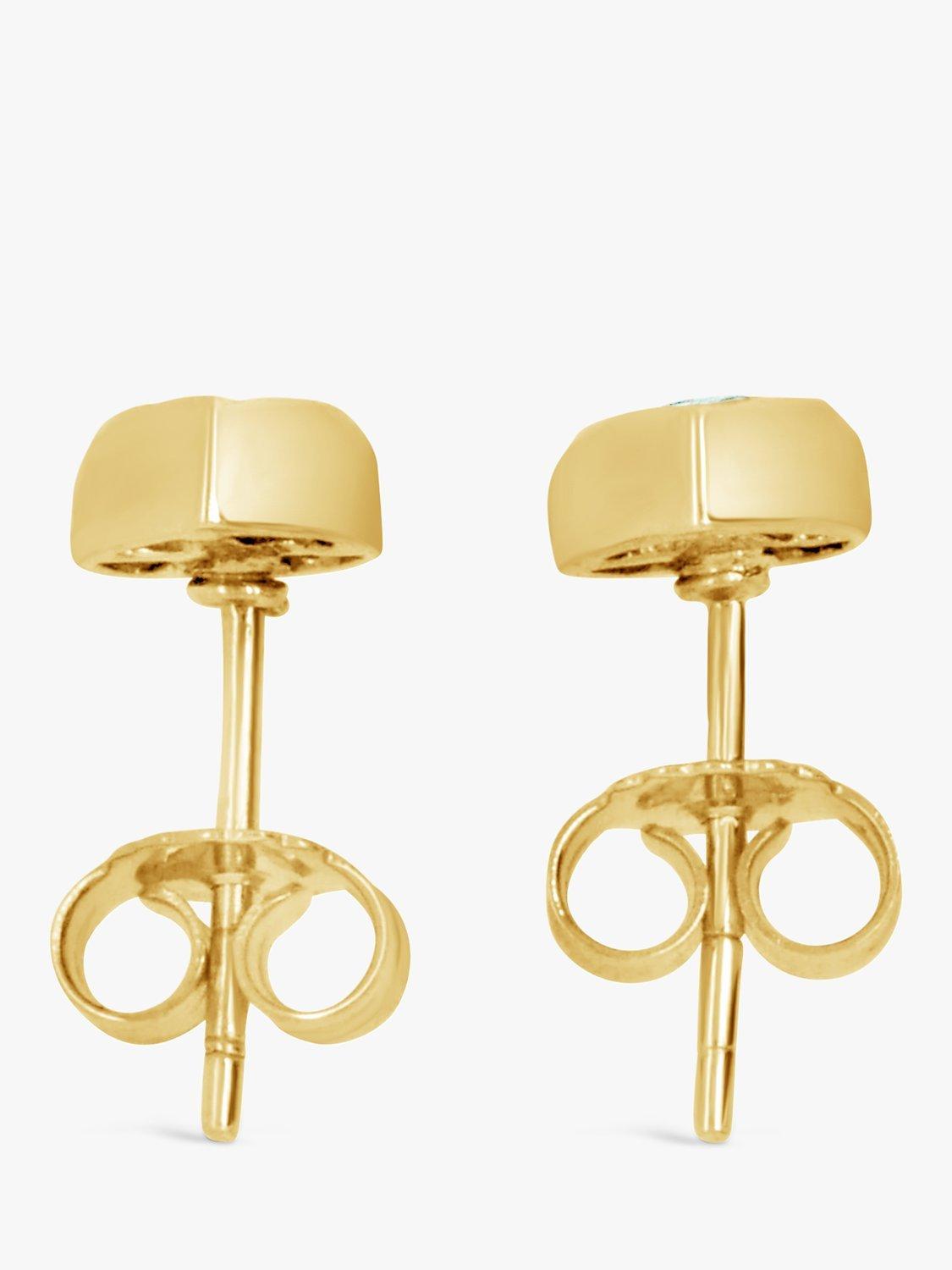 Product image 3 of 4, which shows Milton & Humble Jewellery Pre-Loved 9ct Yellow Gold Diamond Heart Stud Earrings