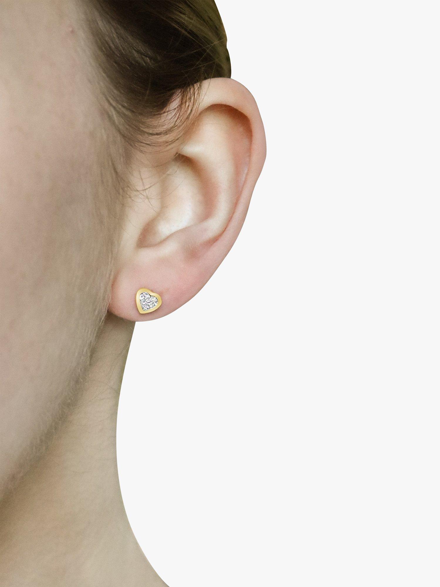 Product image 4 of 4, which shows Milton & Humble Jewellery Pre-Loved 9ct Yellow Gold Diamond Heart Stud Earrings