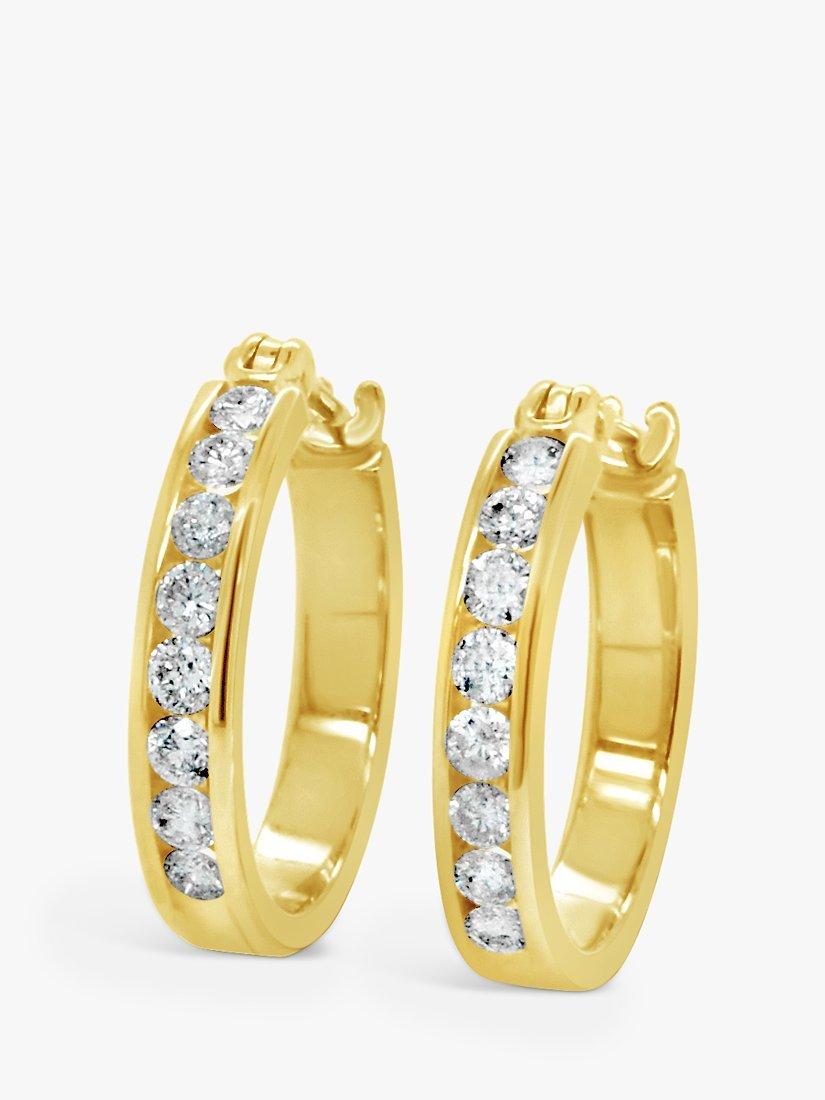 Product image 1 of 3, which shows Milton & Humble Jewellery Pre-Loved 9ct Yellow Gold Diamond Hoop Earrings