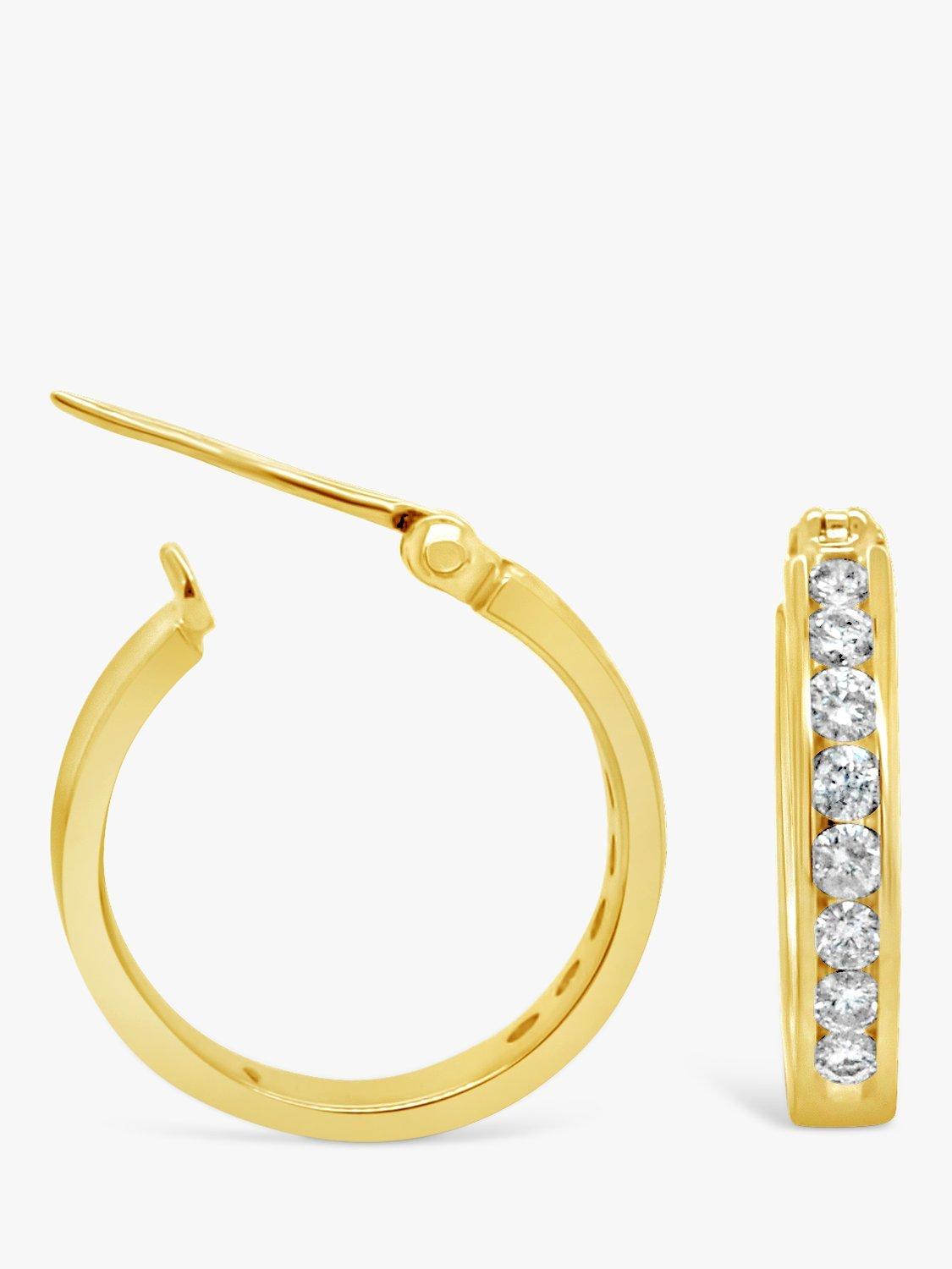 Product image 2 of 3, which shows Milton & Humble Jewellery Pre-Loved 9ct Yellow Gold Diamond Hoop Earrings