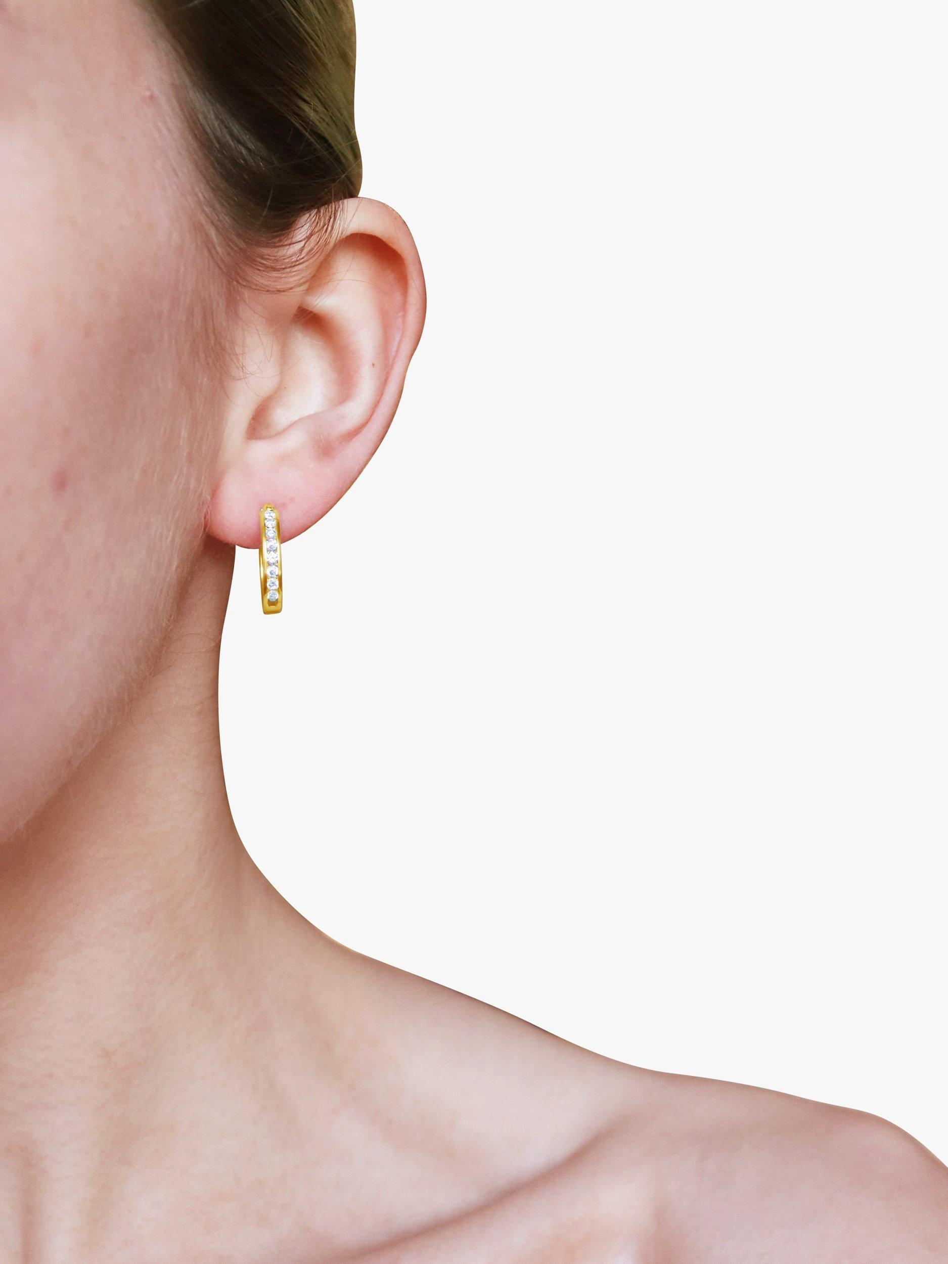 Product image 3 of 3, which shows Milton & Humble Jewellery Pre-Loved 9ct Yellow Gold Diamond Hoop Earrings