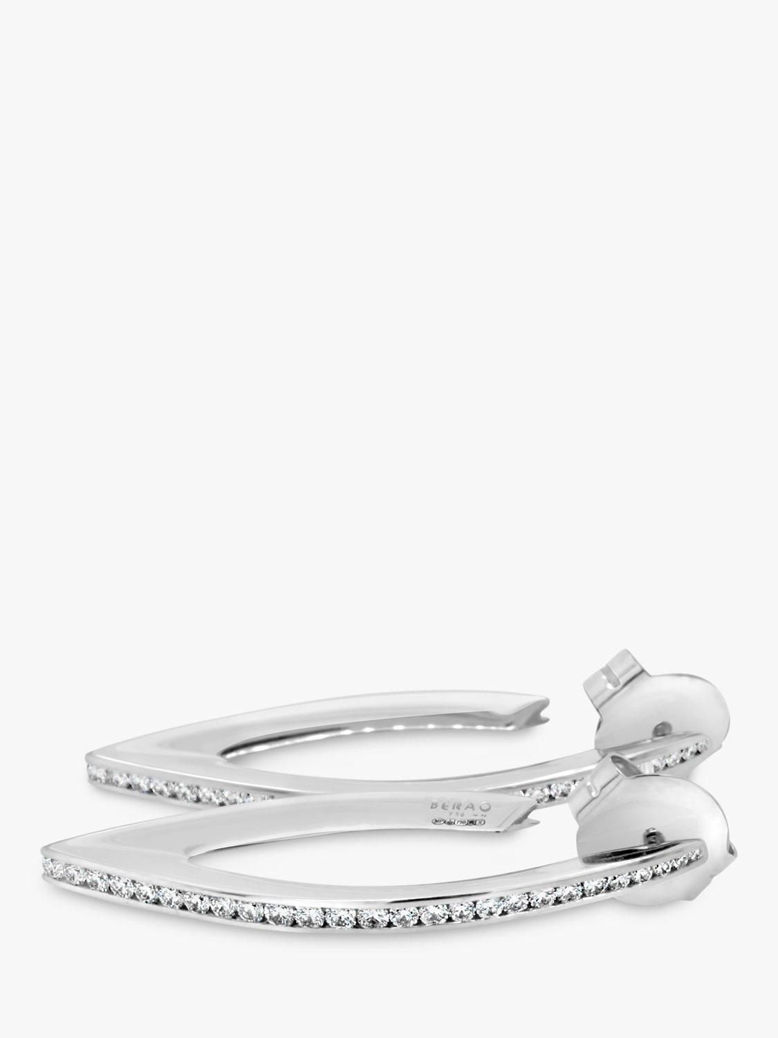 Product image 4 of 6, which shows Milton & Humble Jewellery Pre-Loved Berao 18ct White Gold Diamond Elongated Demi Hoop Earrings