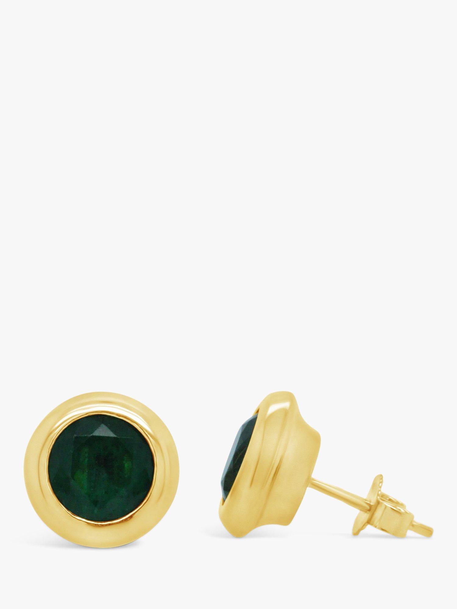 Product image 2 of 4, which shows Milton & Humble Jewellery Pre-Loved 9ct Yellow Gold Emerald Stud Earrings