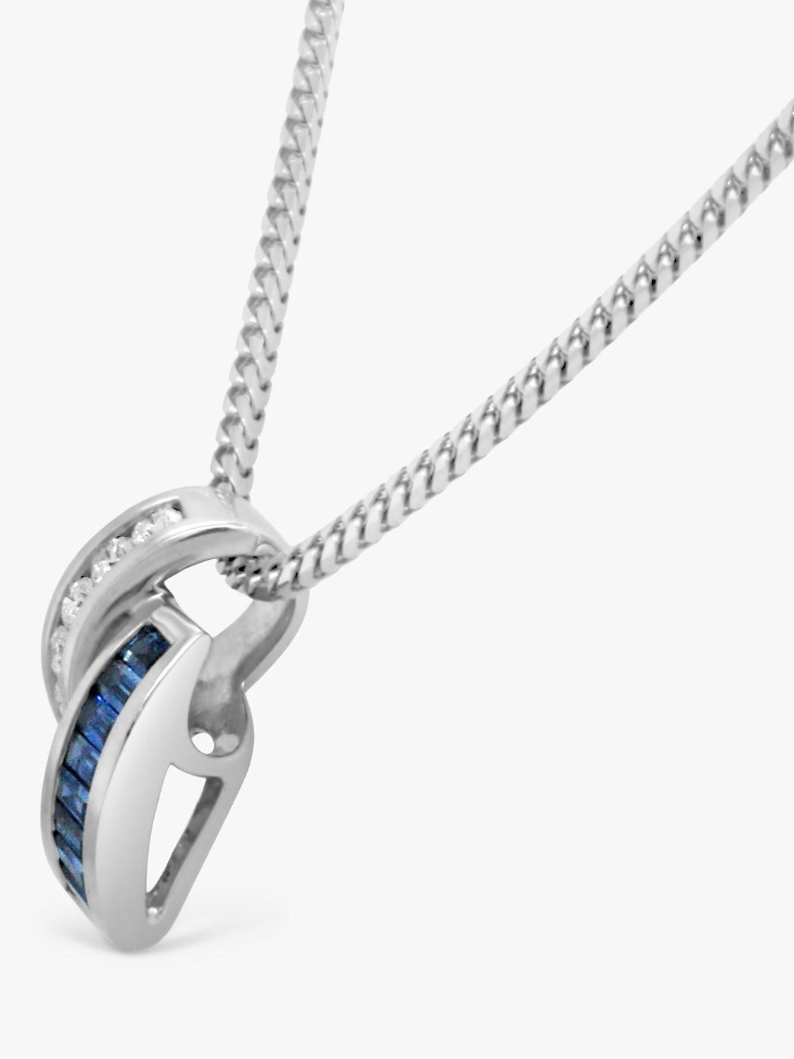 Product image 2 of 3, which shows Milton & Humble Jewellery Pre-Loved 14ct White Gold Sapphire and Diamond Pendant Necklace