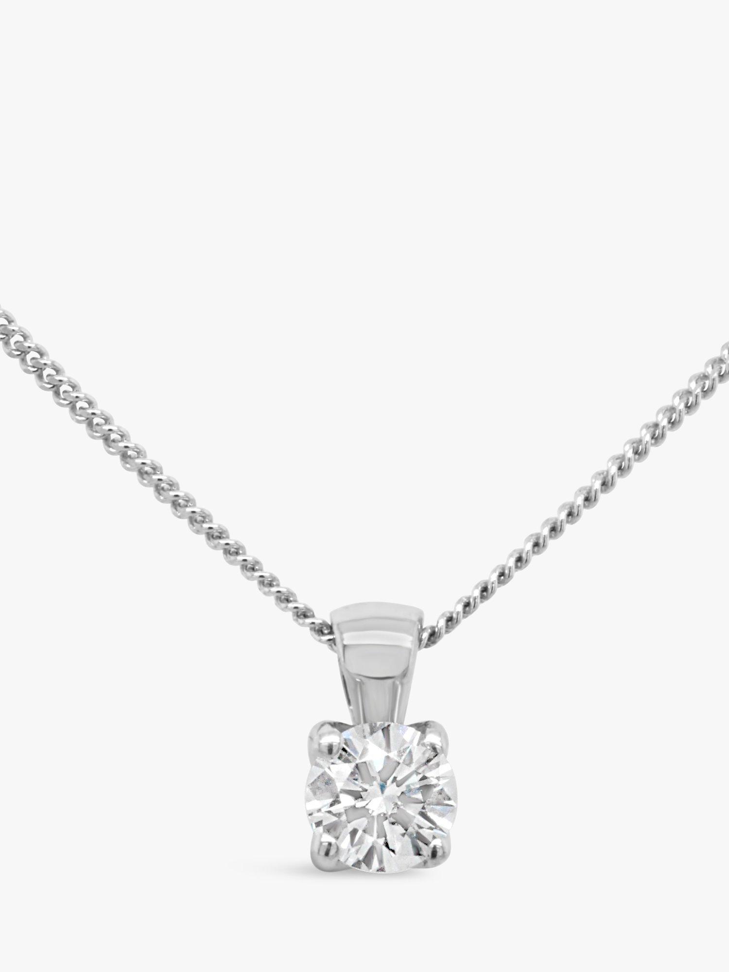 Product image 1 of 4, which shows Milton & Humble Jewellery Pre-Loved 9ct White Gold Single Diamond Pendant Necklace