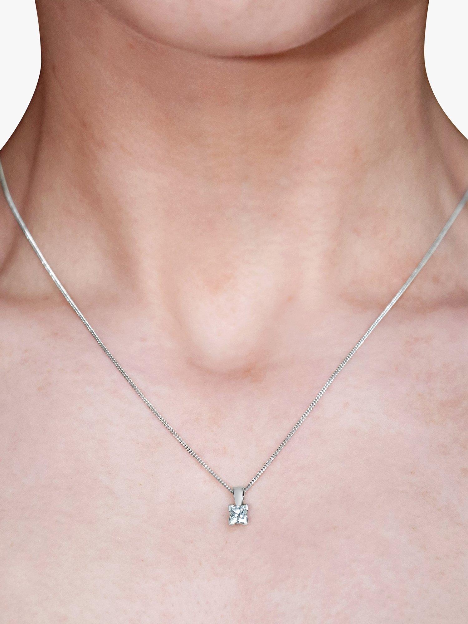 Product image 4 of 4, which shows Milton & Humble Jewellery Pre-Loved White Gold Solitaire Diamond Pendant Necklace