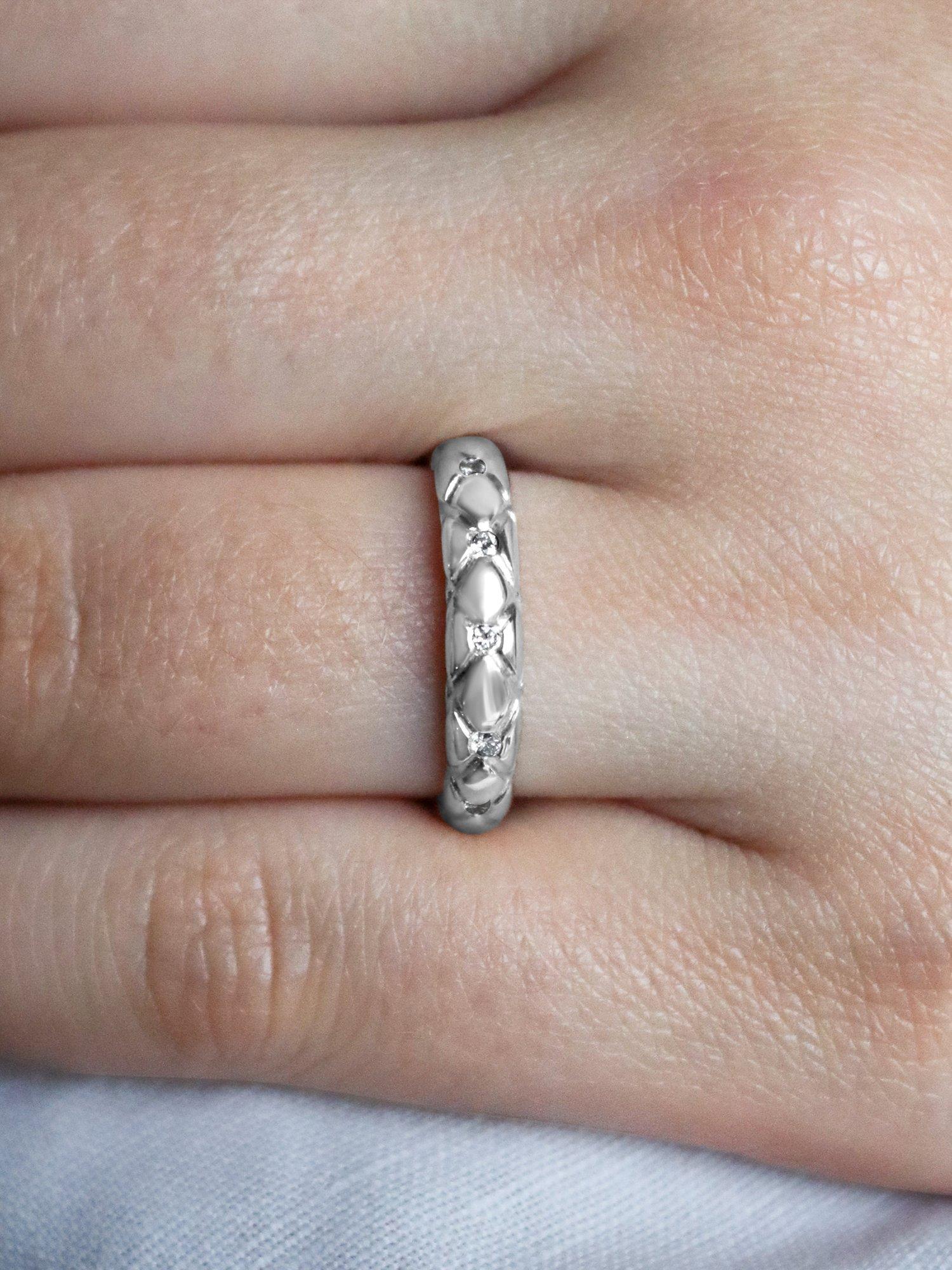 Product image 6 of 6, which shows Milton & Humble Jewellery Pre-Loved Platinum Diamond Groove Band Ring, Dated 2000
