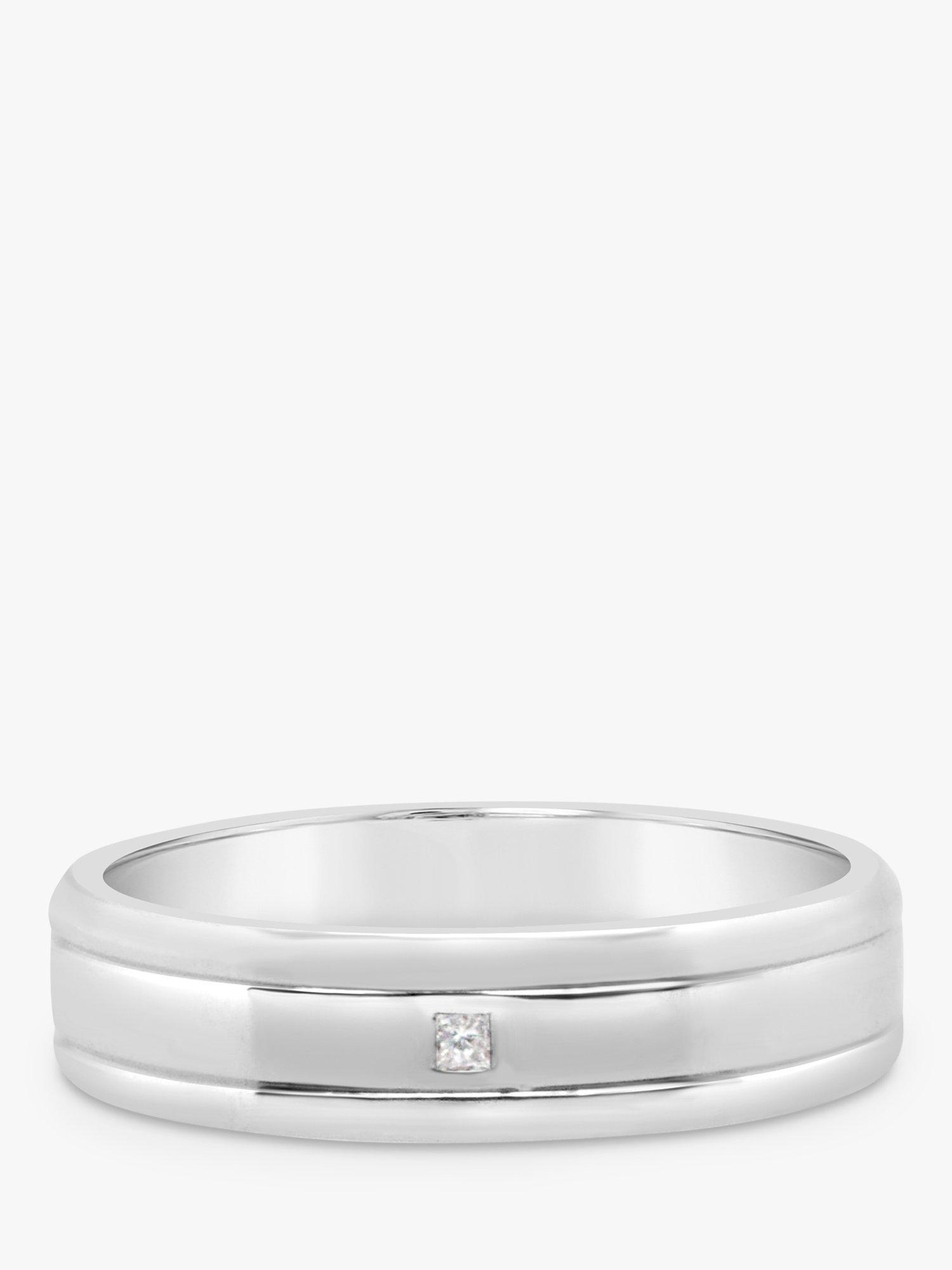 Product image 1 of 4, which shows Milton & Humble Jewellery Pre-Loved Platinum Diamond Groove Band Ring