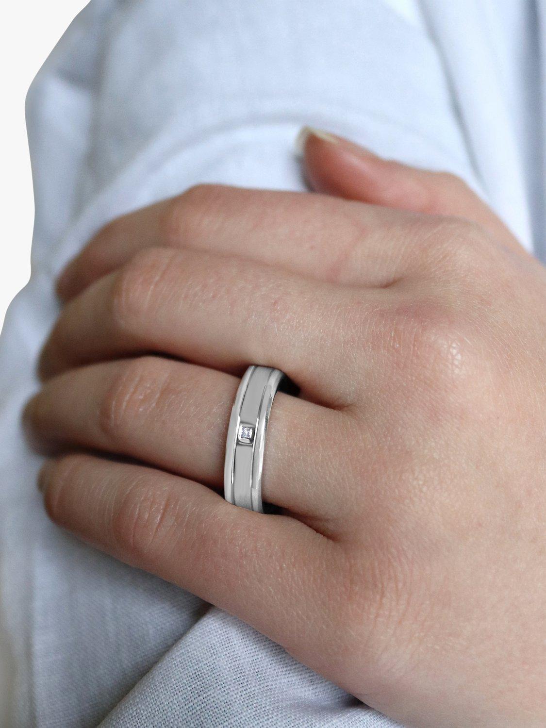 Product image 4 of 4, which shows Milton & Humble Jewellery Pre-Loved Platinum Diamond Groove Band Ring