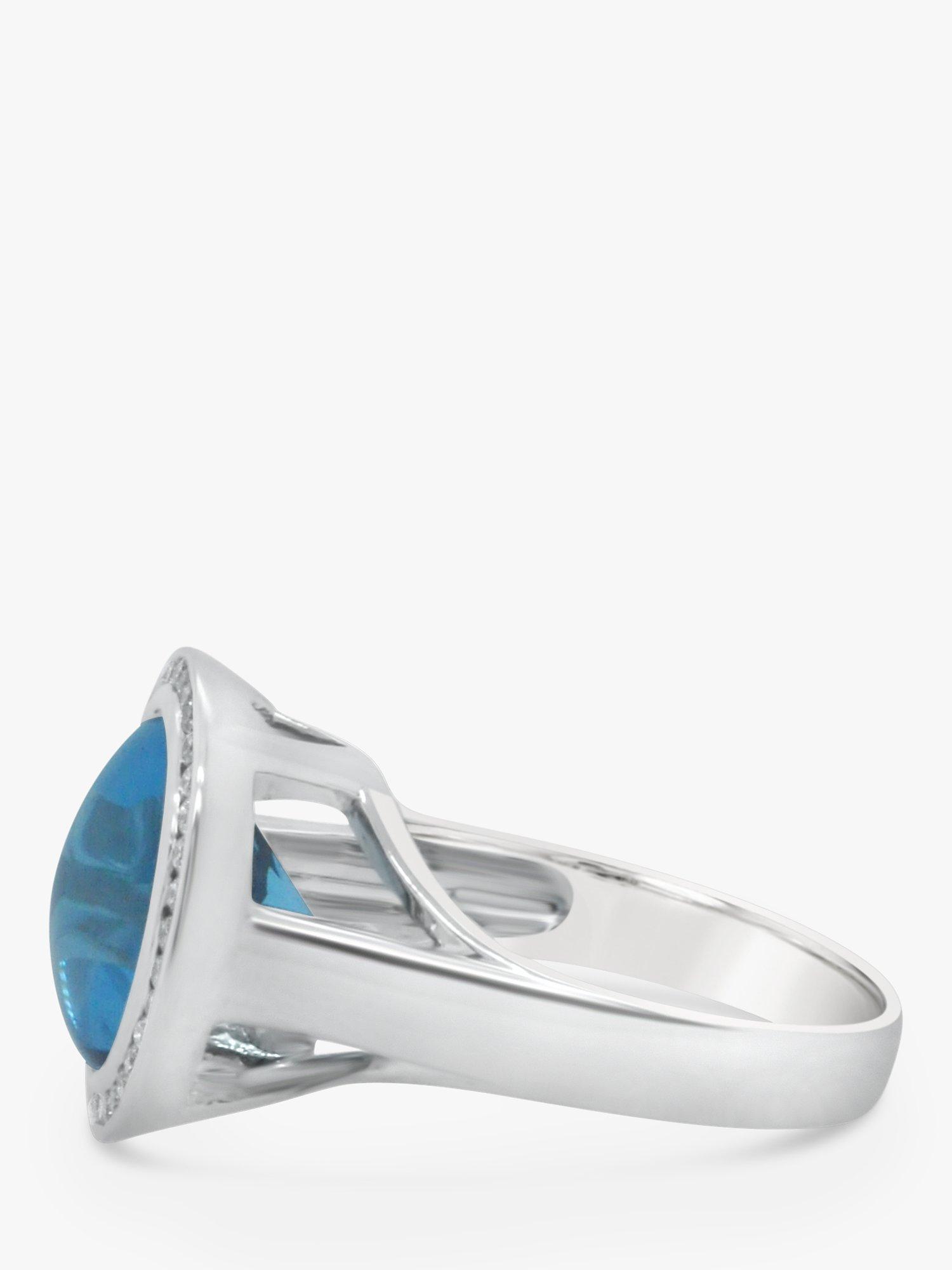 Product image 2 of 5, which shows Milton & Humble Jewellery Pre-Loved 18ct White Gold Blue Topaz & Diamond Cocktail Ring