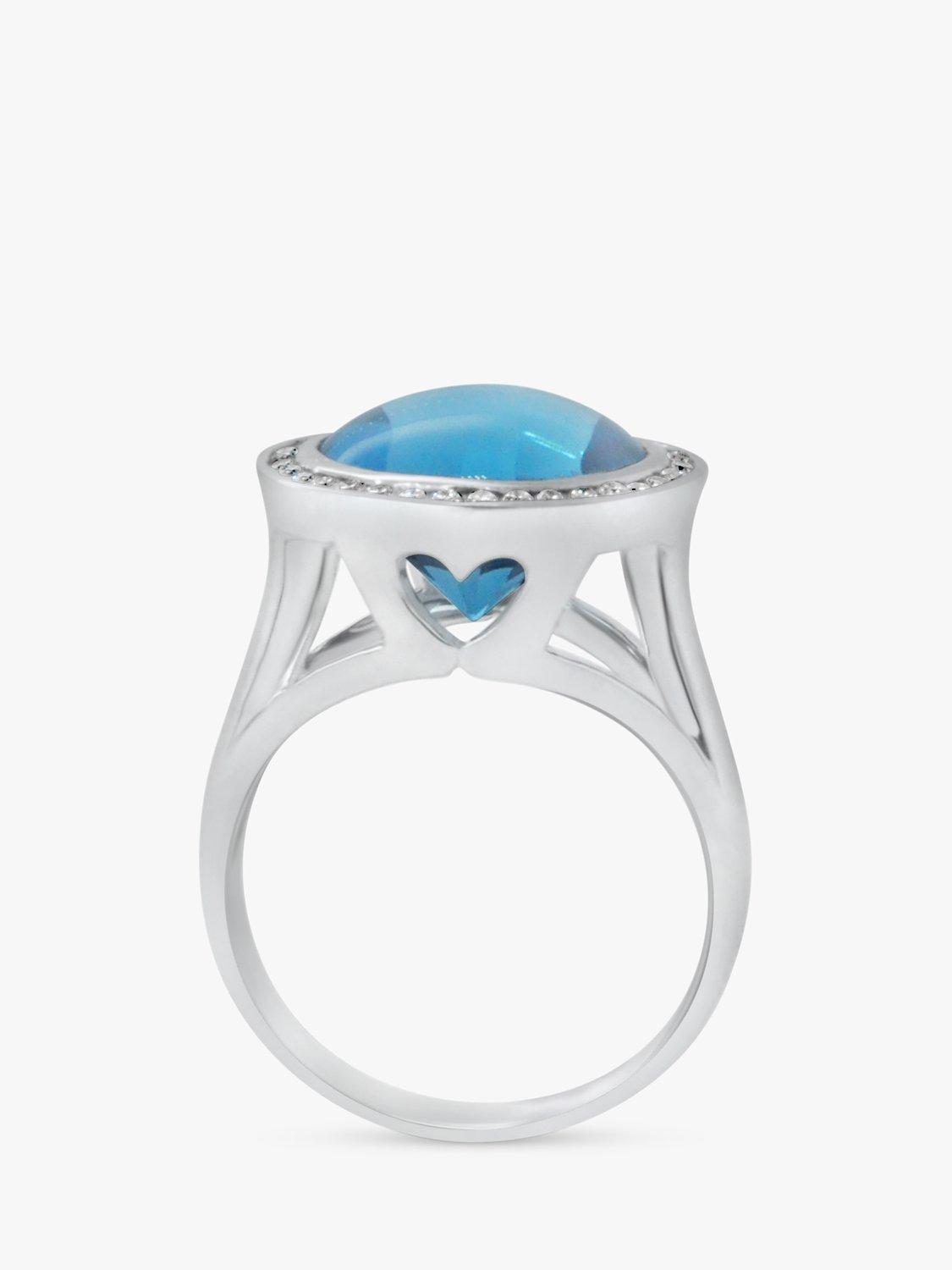 Product image 3 of 5, which shows Milton & Humble Jewellery Pre-Loved 18ct White Gold Blue Topaz & Diamond Cocktail Ring