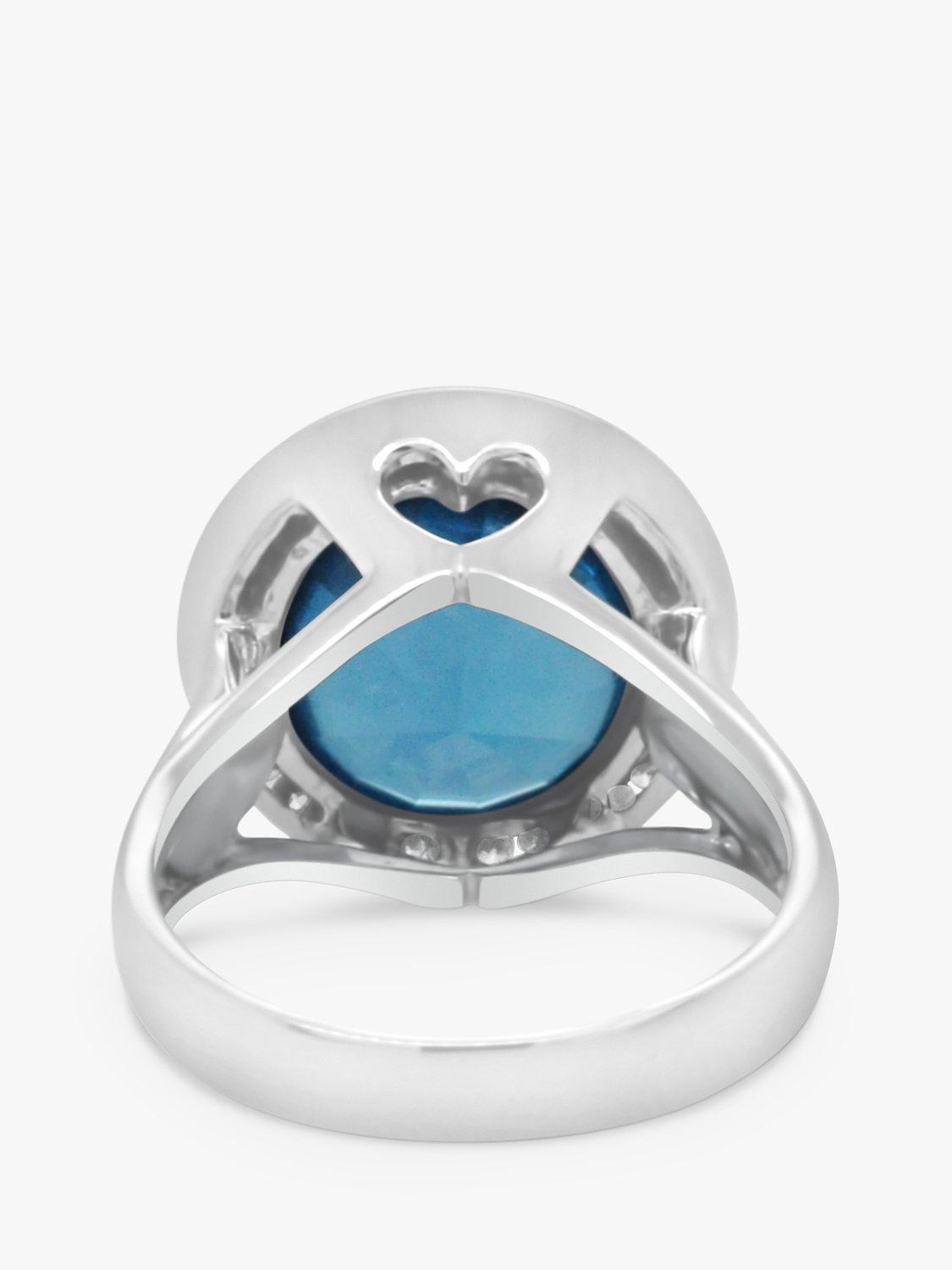 Product image 4 of 5, which shows Milton & Humble Jewellery Pre-Loved 18ct White Gold Blue Topaz & Diamond Cocktail Ring