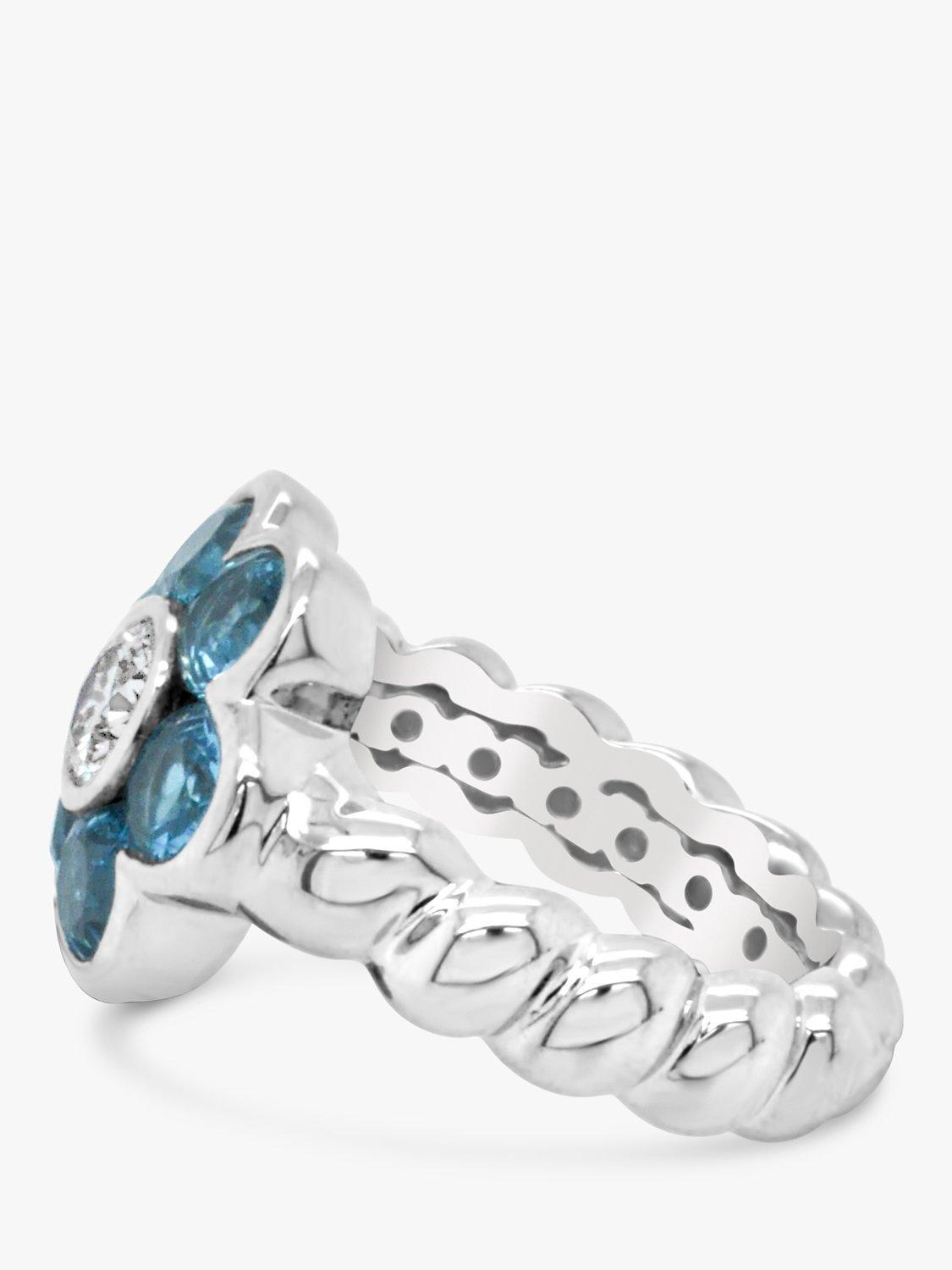 Product image 4 of 7, which shows Milton & Humble Jewellery Pre-Loved 18ct White Gold Topaz & Diamond Floral Cluster Ring