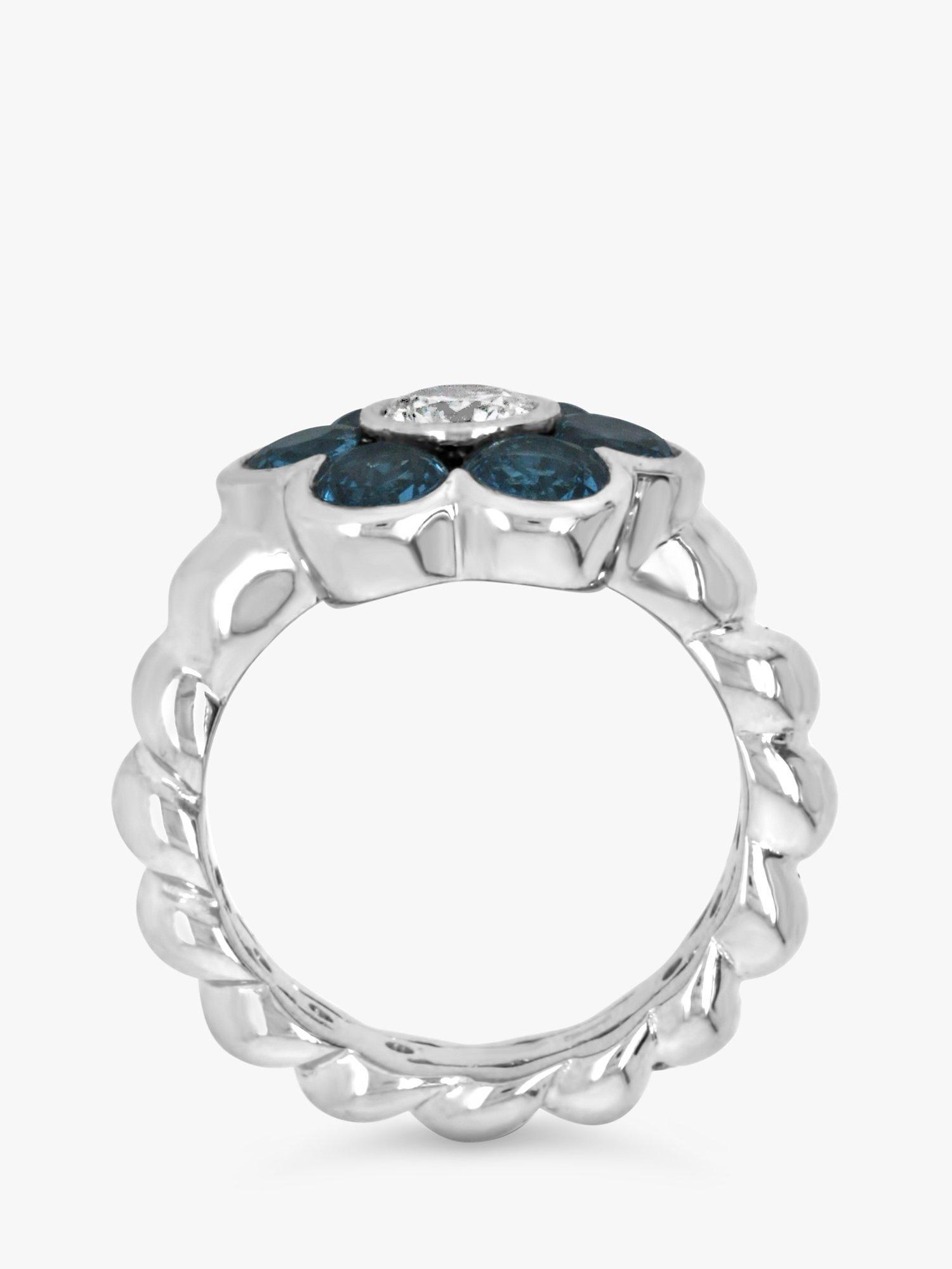 Product image 5 of 7, which shows Milton & Humble Jewellery Pre-Loved 18ct White Gold Topaz & Diamond Floral Cluster Ring