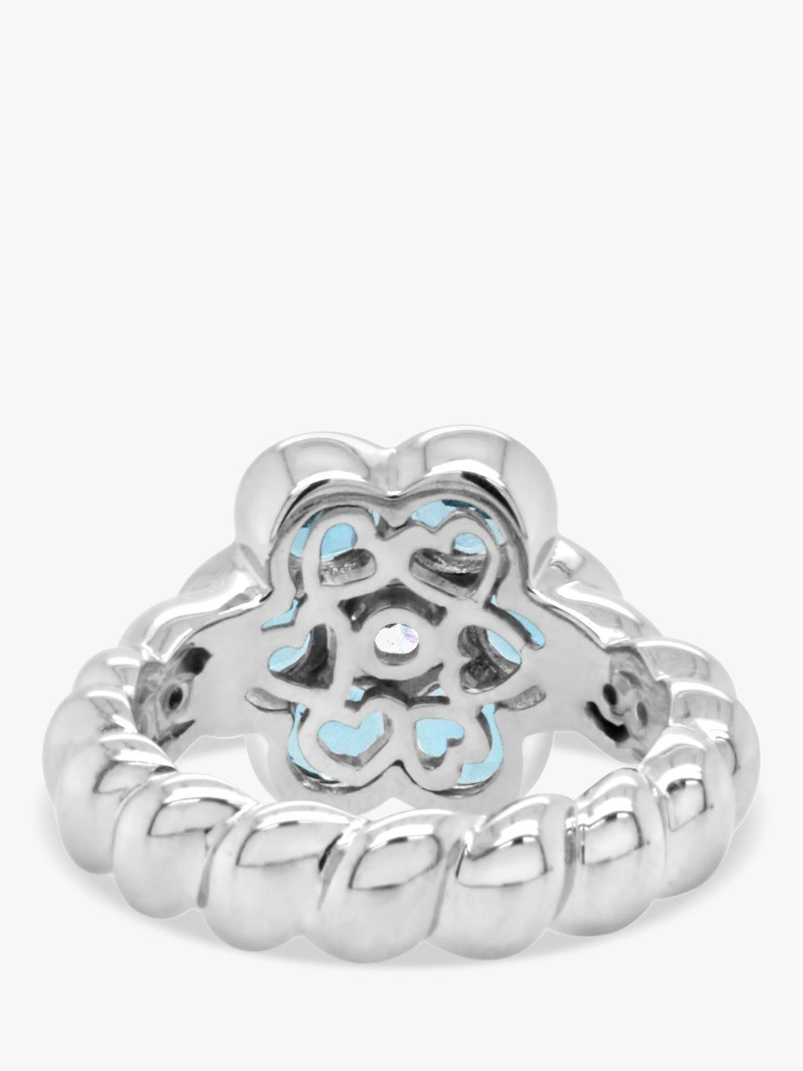 Product image 6 of 7, which shows Milton & Humble Jewellery Pre-Loved 18ct White Gold Topaz & Diamond Floral Cluster Ring