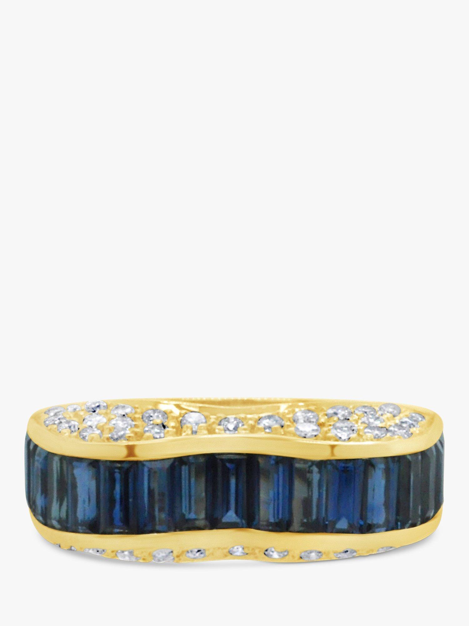 Product image 1 of 5, which shows Milton & Humble Jewellery Pre-Loved 18ct Yellow Gold Undulating Sapphire & Diamond Cocktail Ring