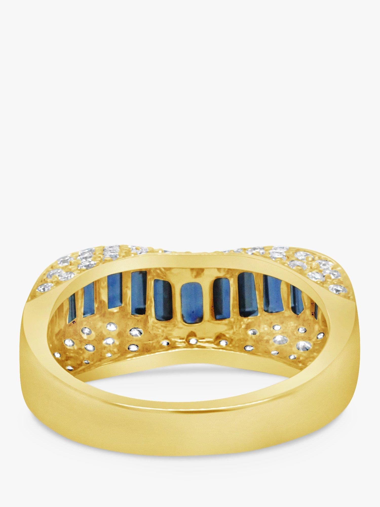 Product image 3 of 5, which shows Milton & Humble Jewellery Pre-Loved 18ct Yellow Gold Undulating Sapphire & Diamond Cocktail Ring
