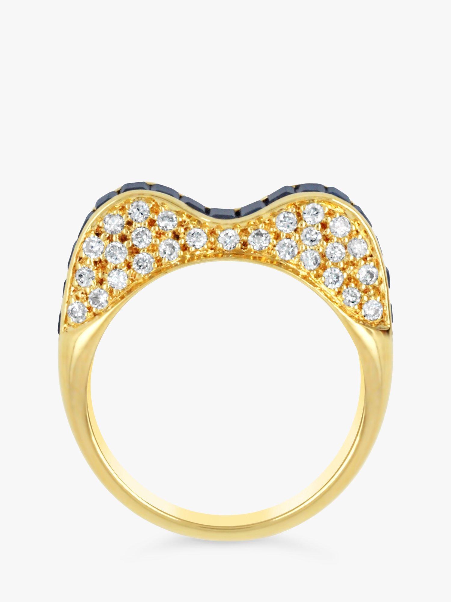 Product image 4 of 5, which shows Milton & Humble Jewellery Pre-Loved 18ct Yellow Gold Undulating Sapphire & Diamond Cocktail Ring