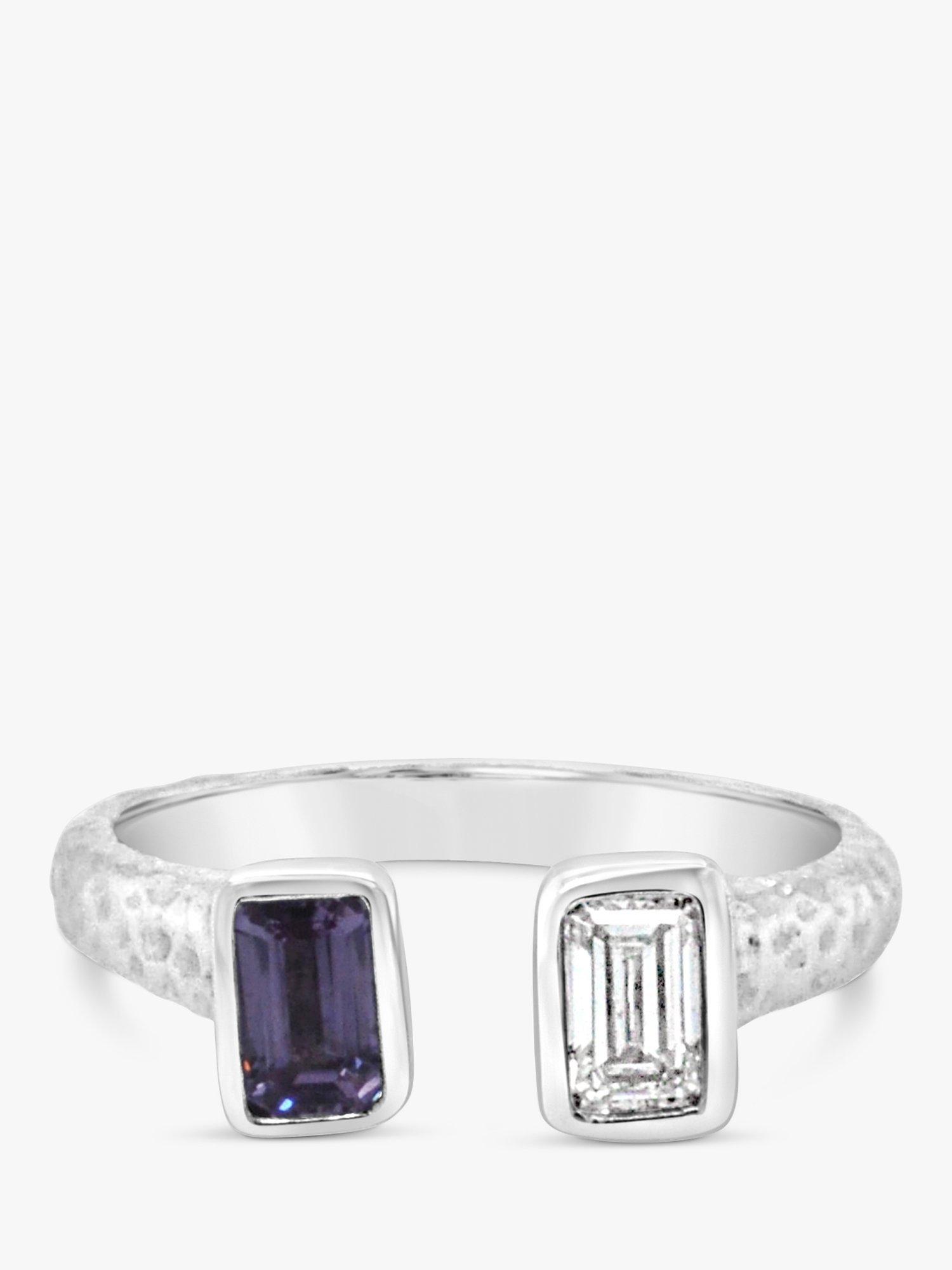 Product image 1 of 6, which shows Milton & Humble Jewellery Pre-Loved 14ct White Gold Sapphire & Diamond You and Me Ring