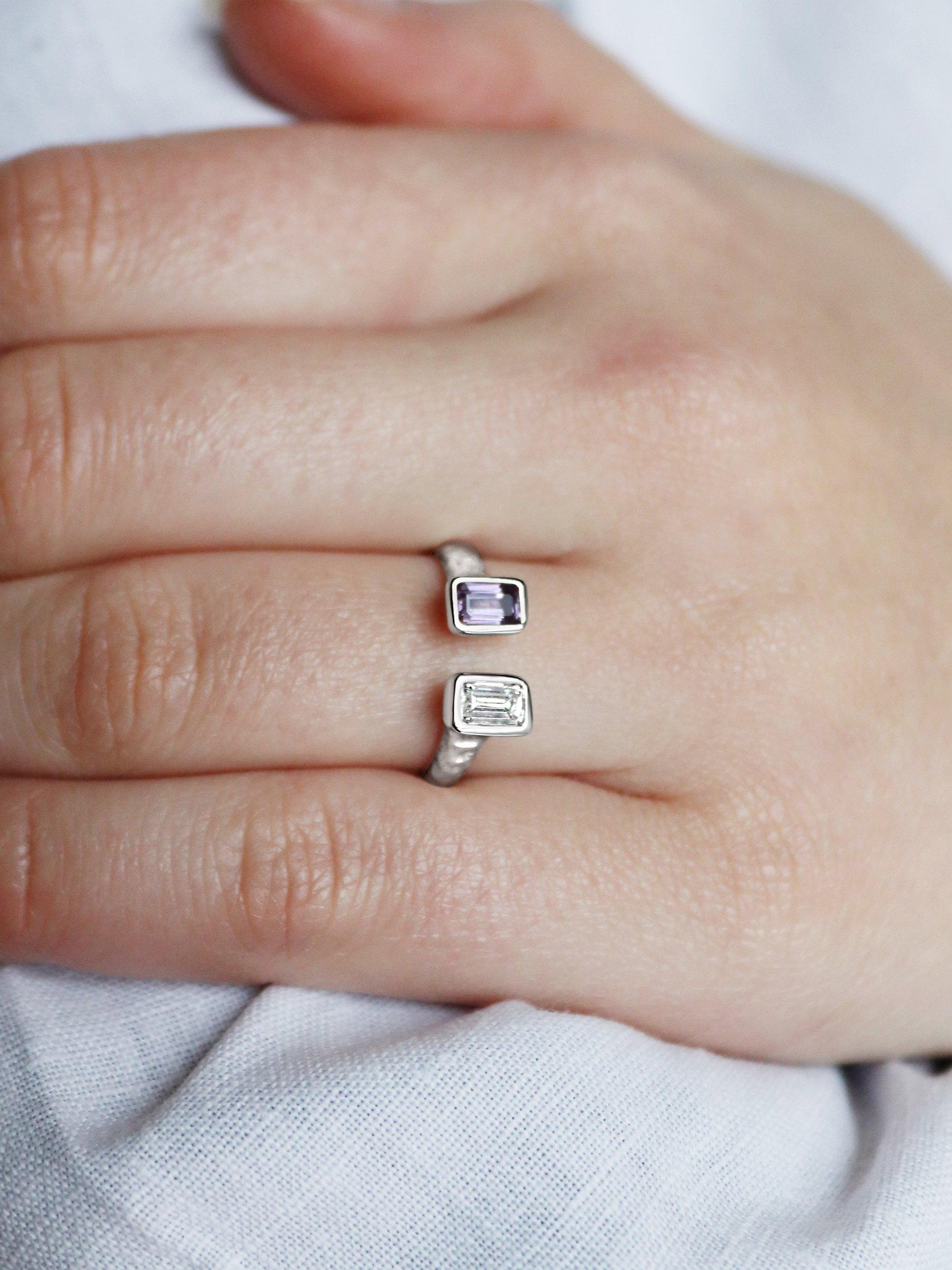 Product image 5 of 6, which shows Milton & Humble Jewellery Pre-Loved 14ct White Gold Sapphire & Diamond You and Me Ring