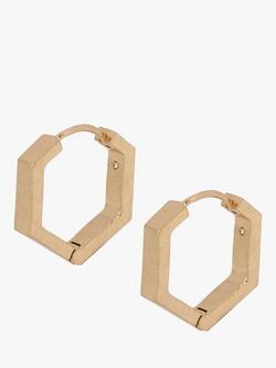 AllSaints Hexagon Huggie Hoop Earrings, Warm Brass, Warm Brass