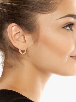 AllSaints Hexagon Huggie Hoop Earrings, Warm Brass - view 2, Warm Brass