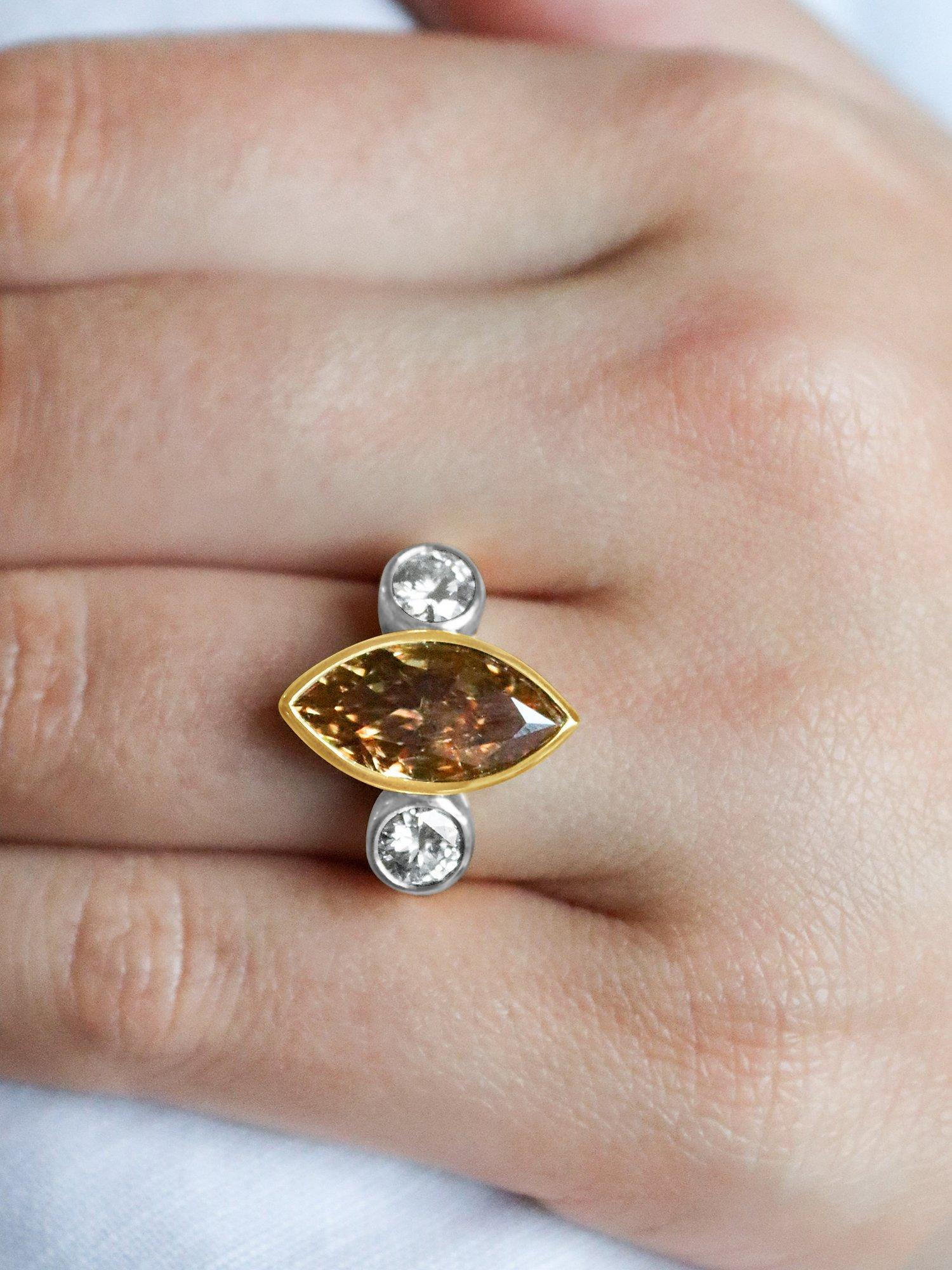Product image 5 of 5, which shows Milton & Humble Jewellery Pre-Loved 18ct Yellow & White Gold Yellow Diamond Ring