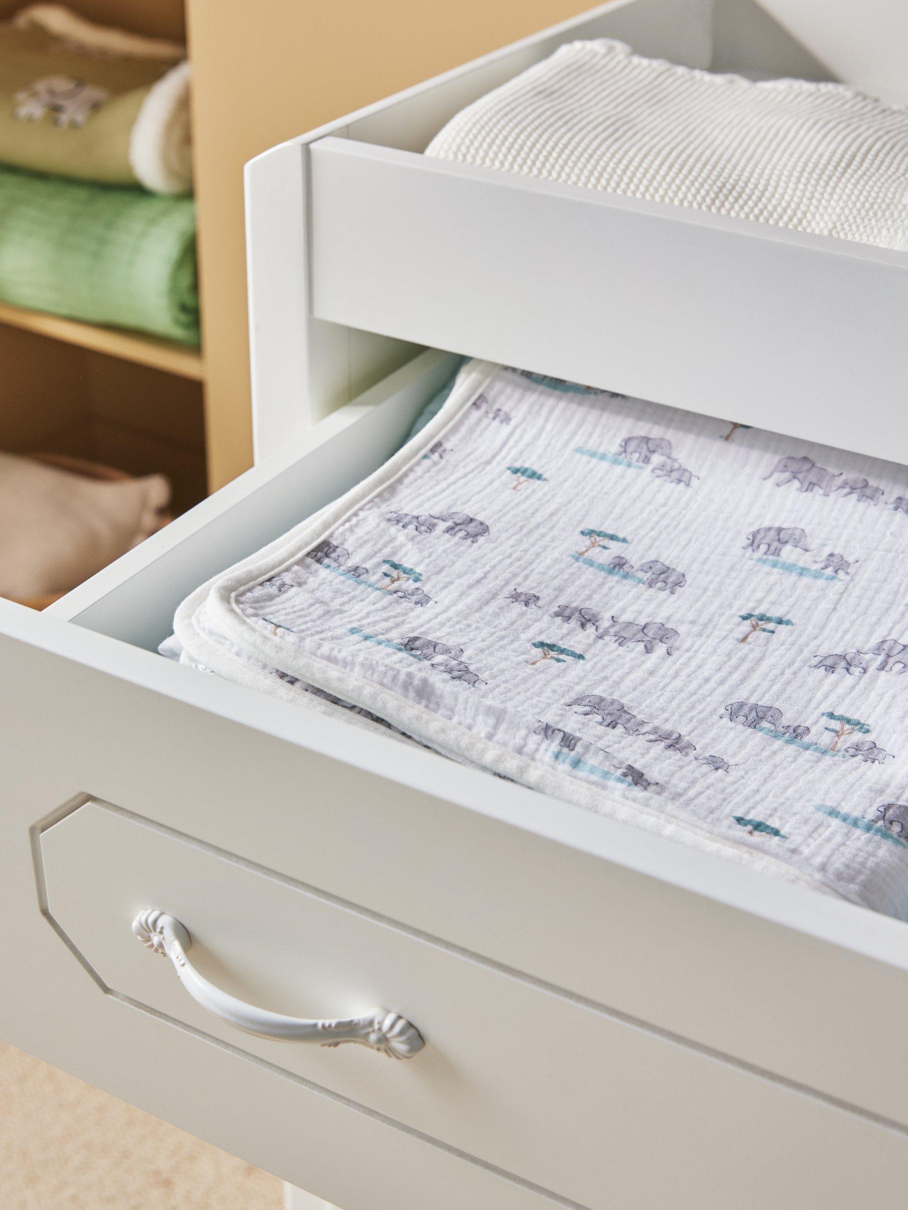 John Lewis Elephant Print Reversible Muslin Swaddle Blanket 120 x 120cm