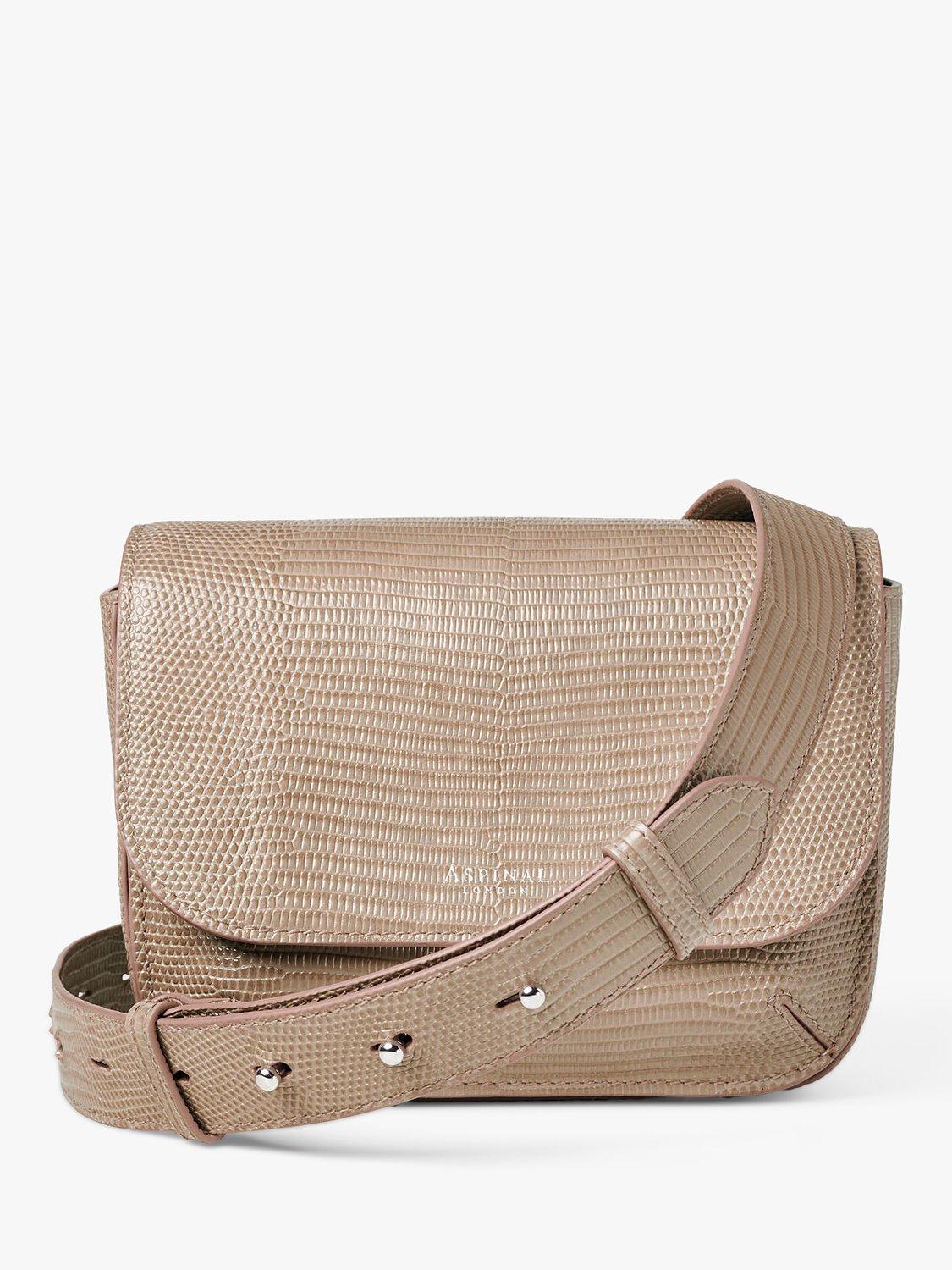 Aspinal of London Ella Lizard Cross Body Bag, Latte
