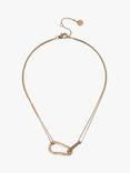 AllSaints Pave Carabiner Link Chain Necklace, Warm Brass