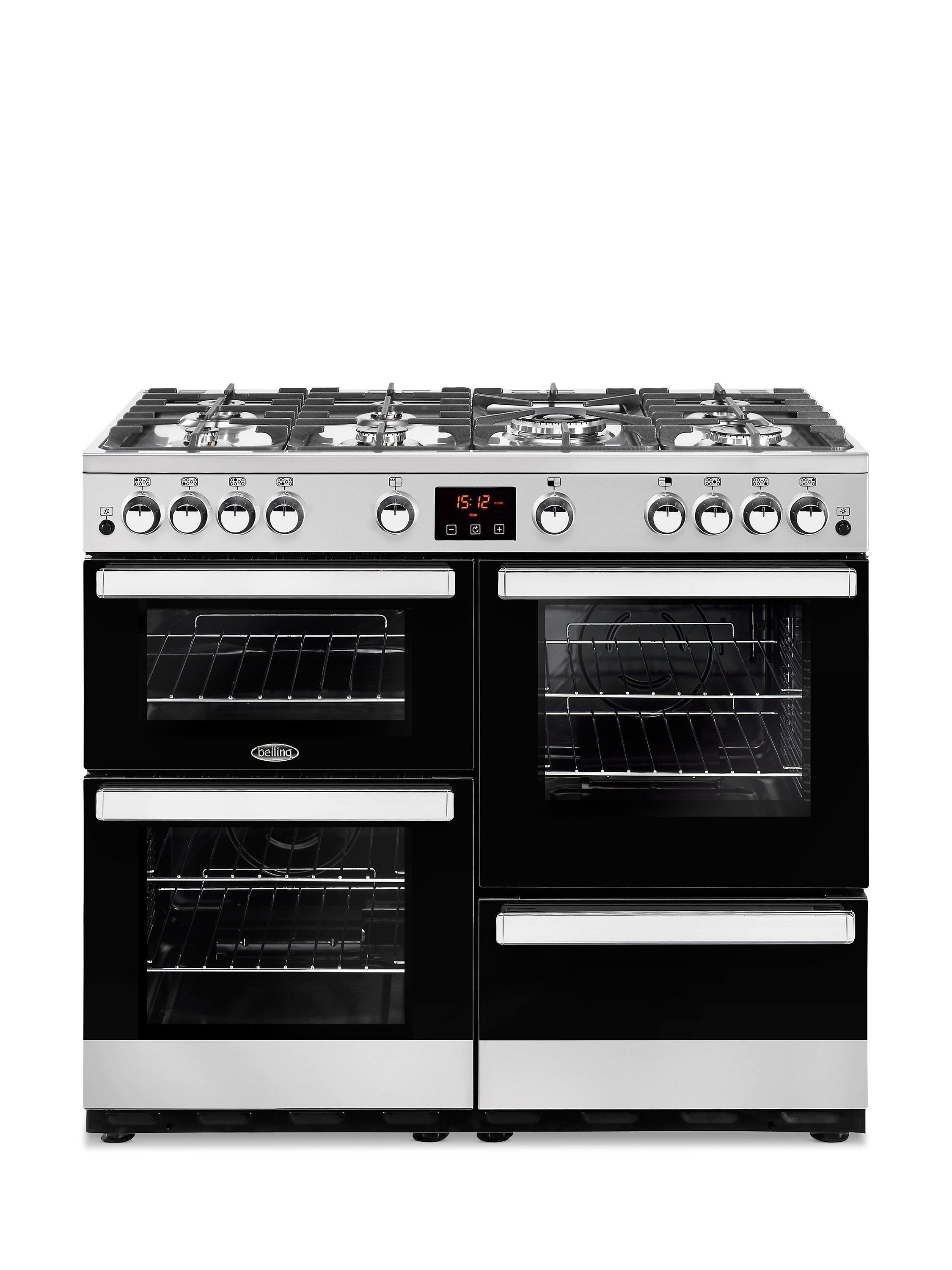 Belling Cookcentre X100G 100cm Gas Range Cooker, Professional Stainless Steel