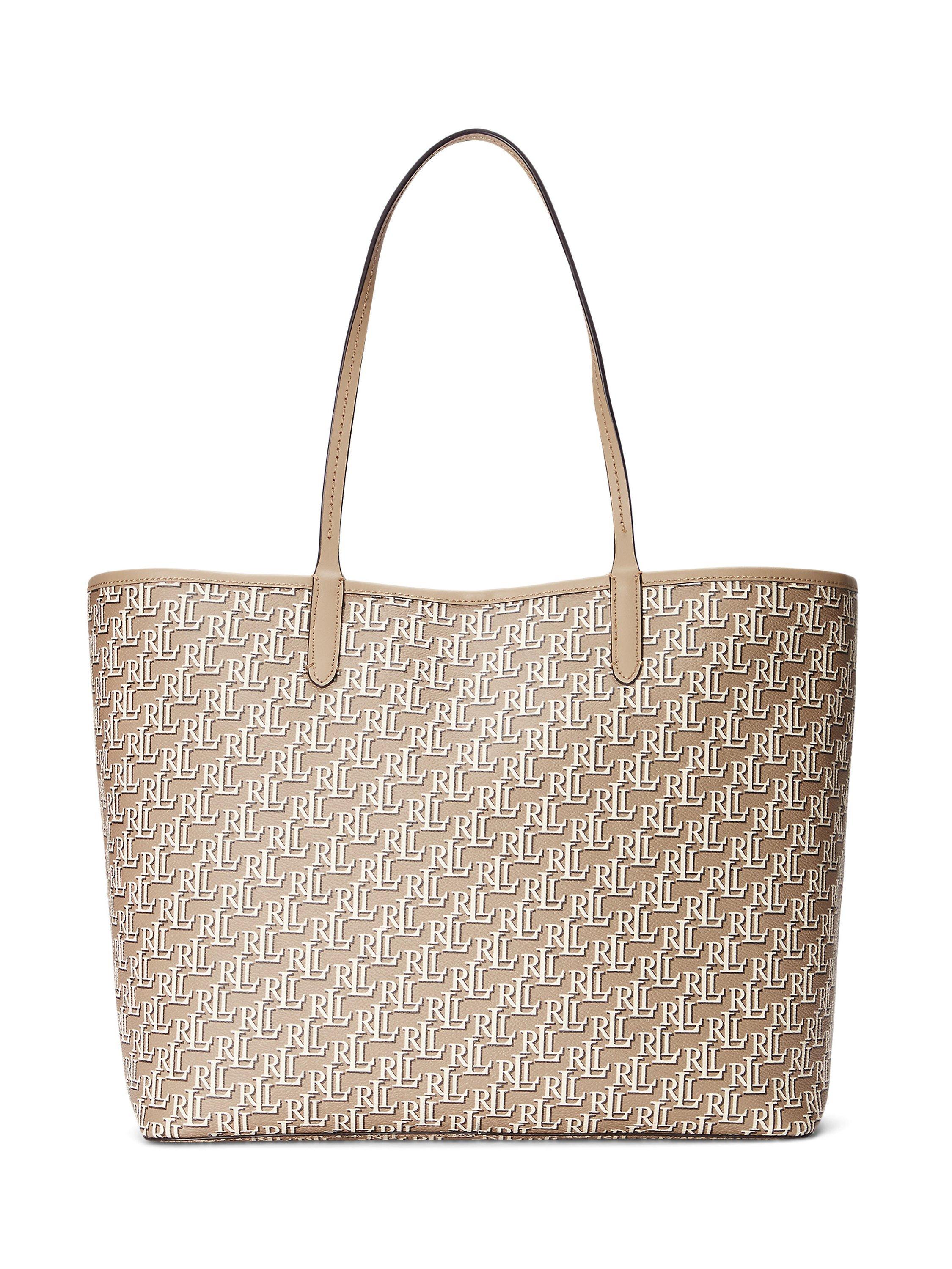 Lauren Ralph Lauren Collins 36 Medium Coated Canvas Tote Bag, Light Camel
