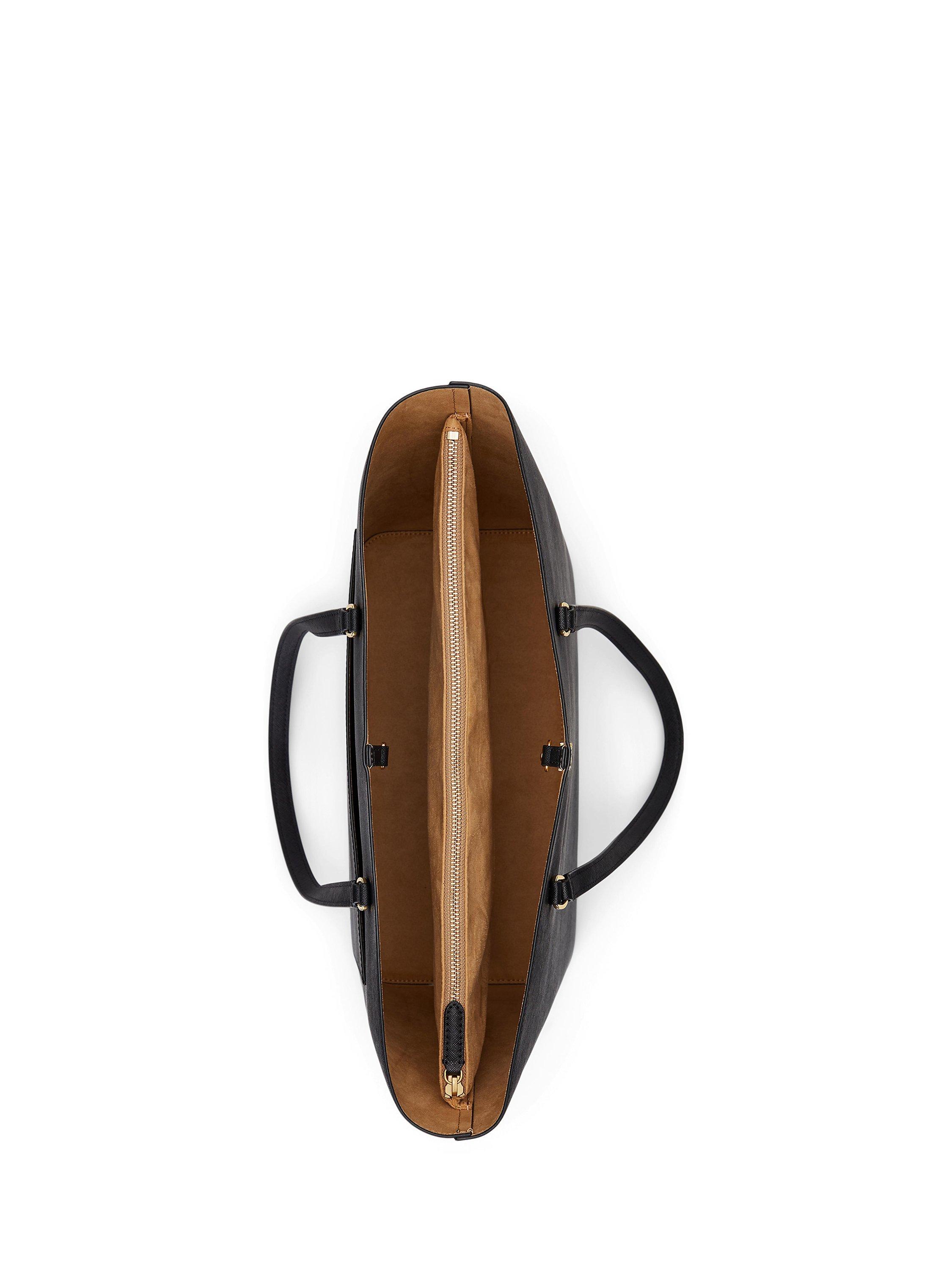 Product image 6 of 7, which shows Lauren Ralph Lauren Karly Crosshatch Leather Large Tote Bag, Black
