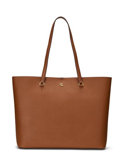 Lauren Ralph Lauren Karly Crosshatch Leather Large Tote Bag, Lauren Tan