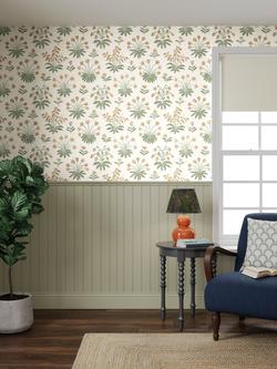 John Lewis Florence Wallpaper, Honey - view 2, Honey