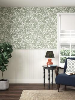 John Lewis Japonica Wallpaper - view 2, Myrtle Green