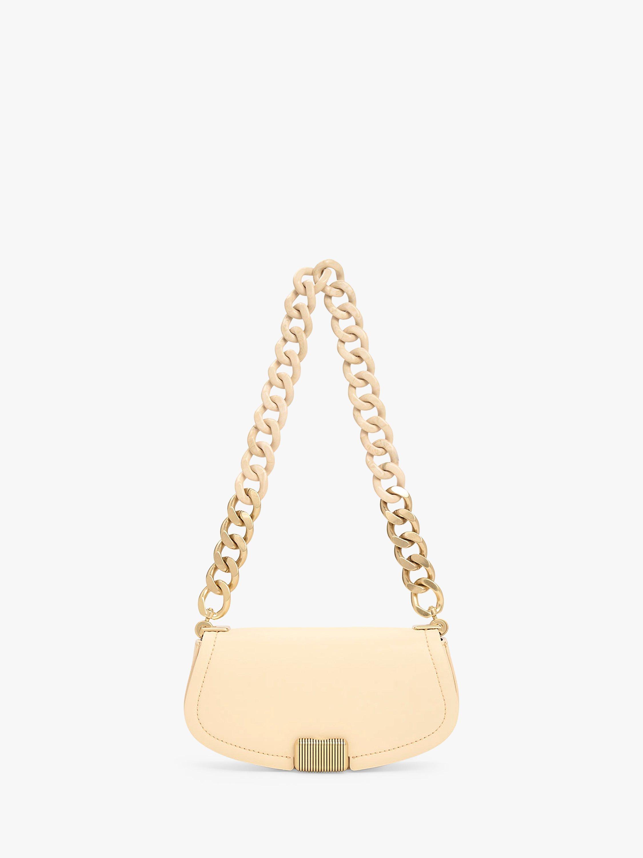 CHARLES & KEITH Sonnet Chain Handle Shoulder Bag, Beige