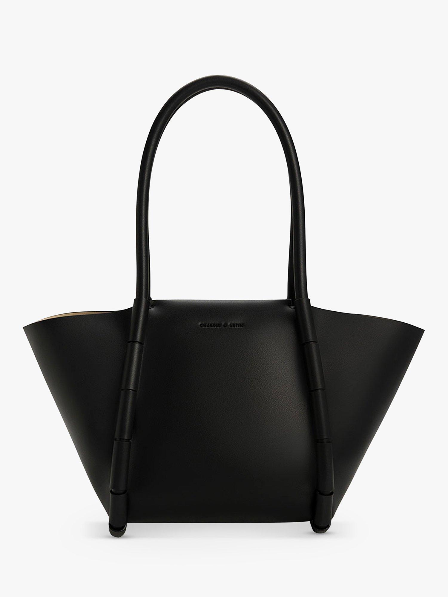 CHARLES & KEITH Machina Faux Leather Tote Bag, Black