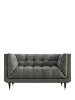 At The Helm Grace Small 2 Seater Leather Sofa, Explorer Limestone