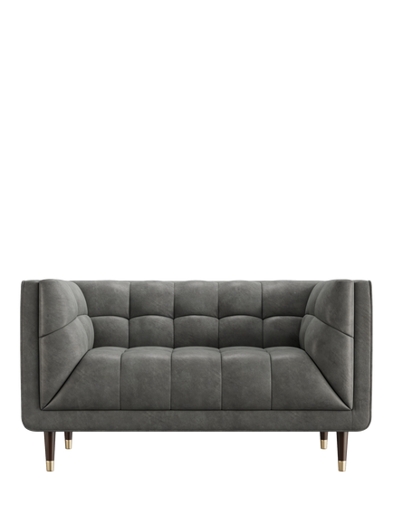 At The Helm Grace Small 2 Seater Leather Sofa, Explorer Limestone