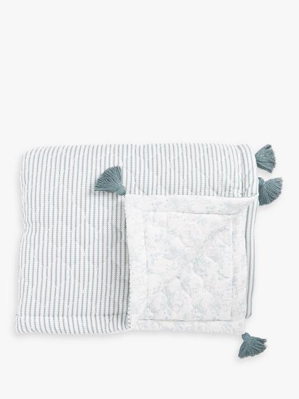 The Little Tailor Woodland Print Quilted Bedspread - view 2, Blue