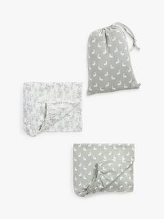 The Little Tailor Woodland Print Fitted Jersey Cot Sheet, Pack of 2, White
